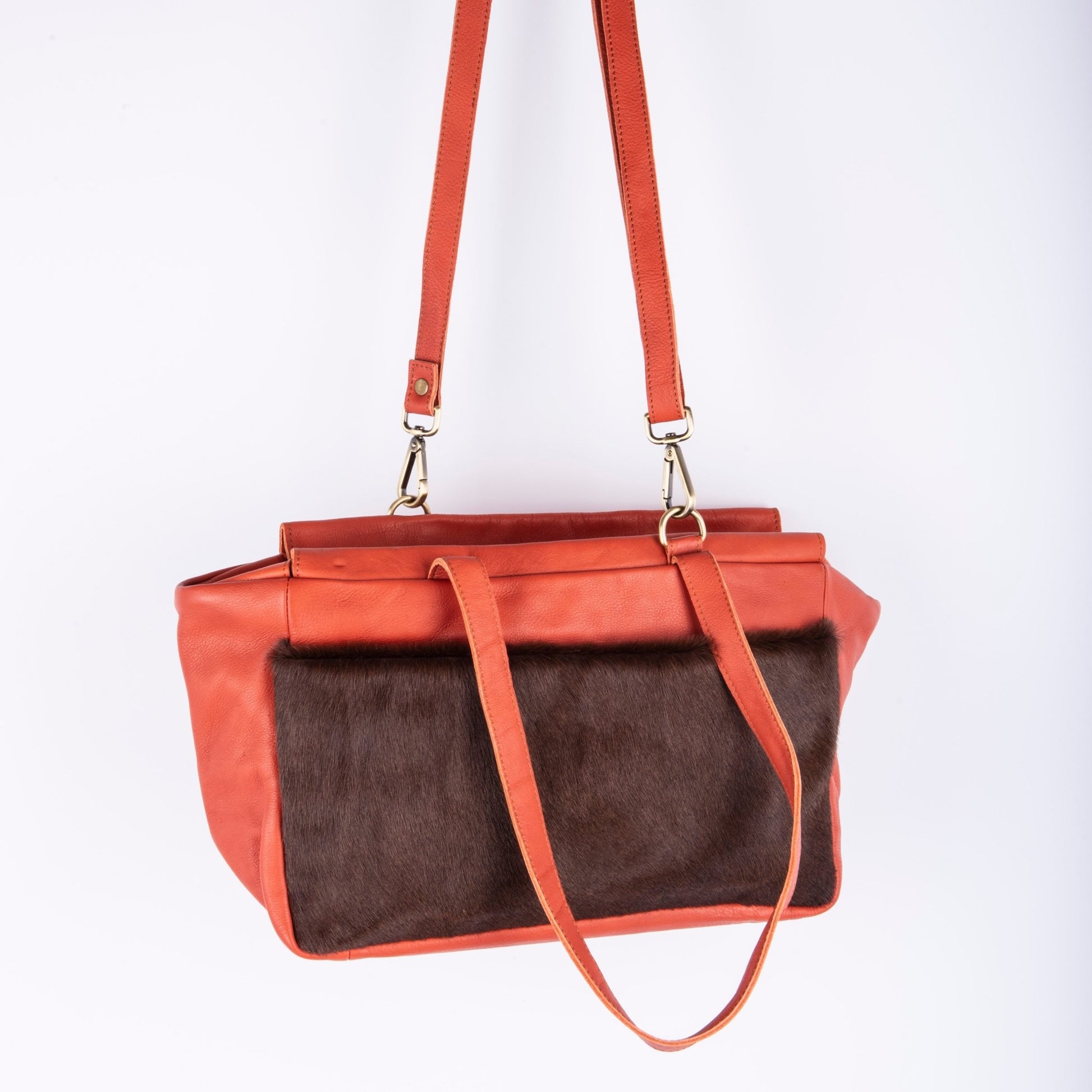 New Adele mousse/cavallino zucca/moro - borsa a tracolla in pelle arancione - Marta Ray