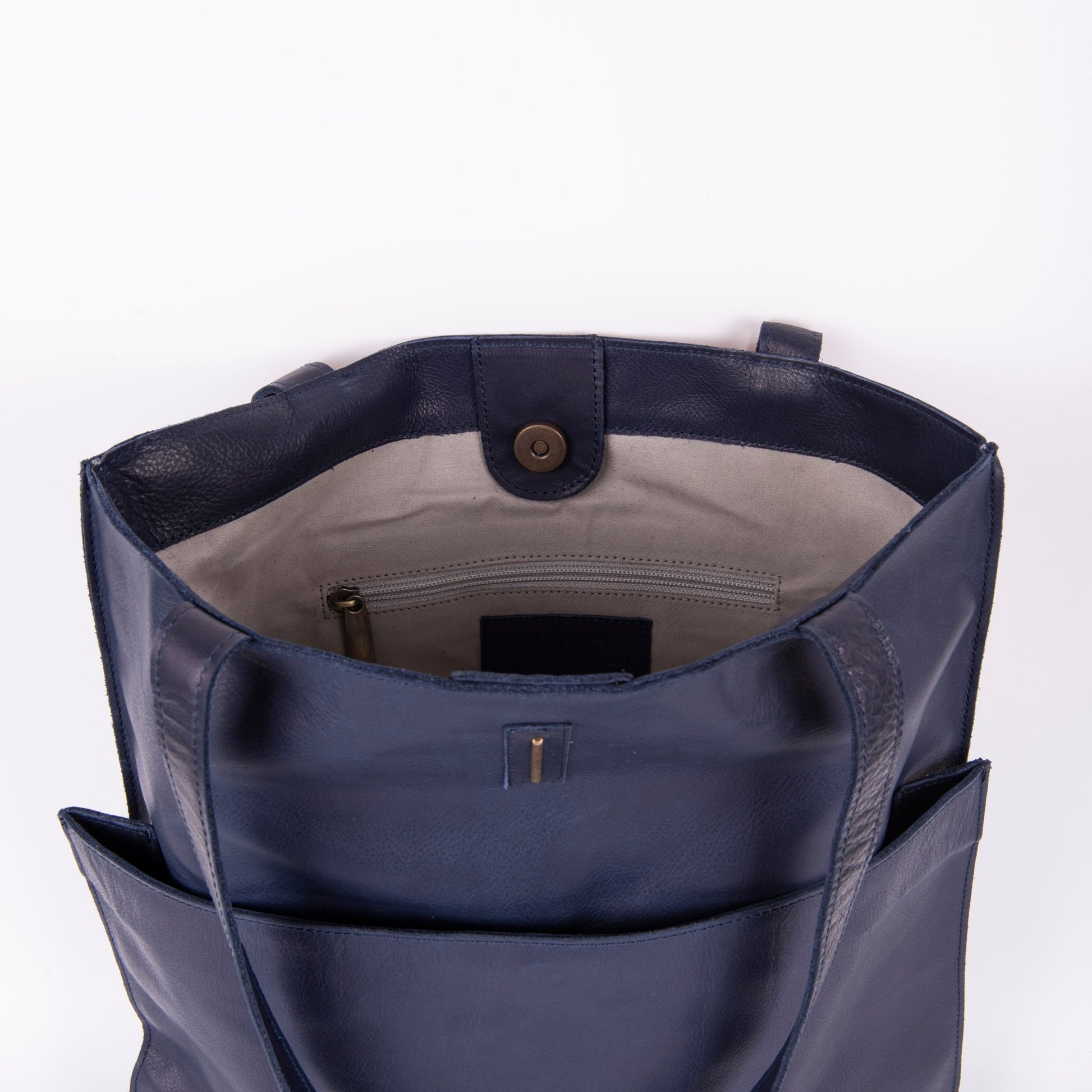 New shopper mousse navy - shopper in pelle blu - Marta Ray
