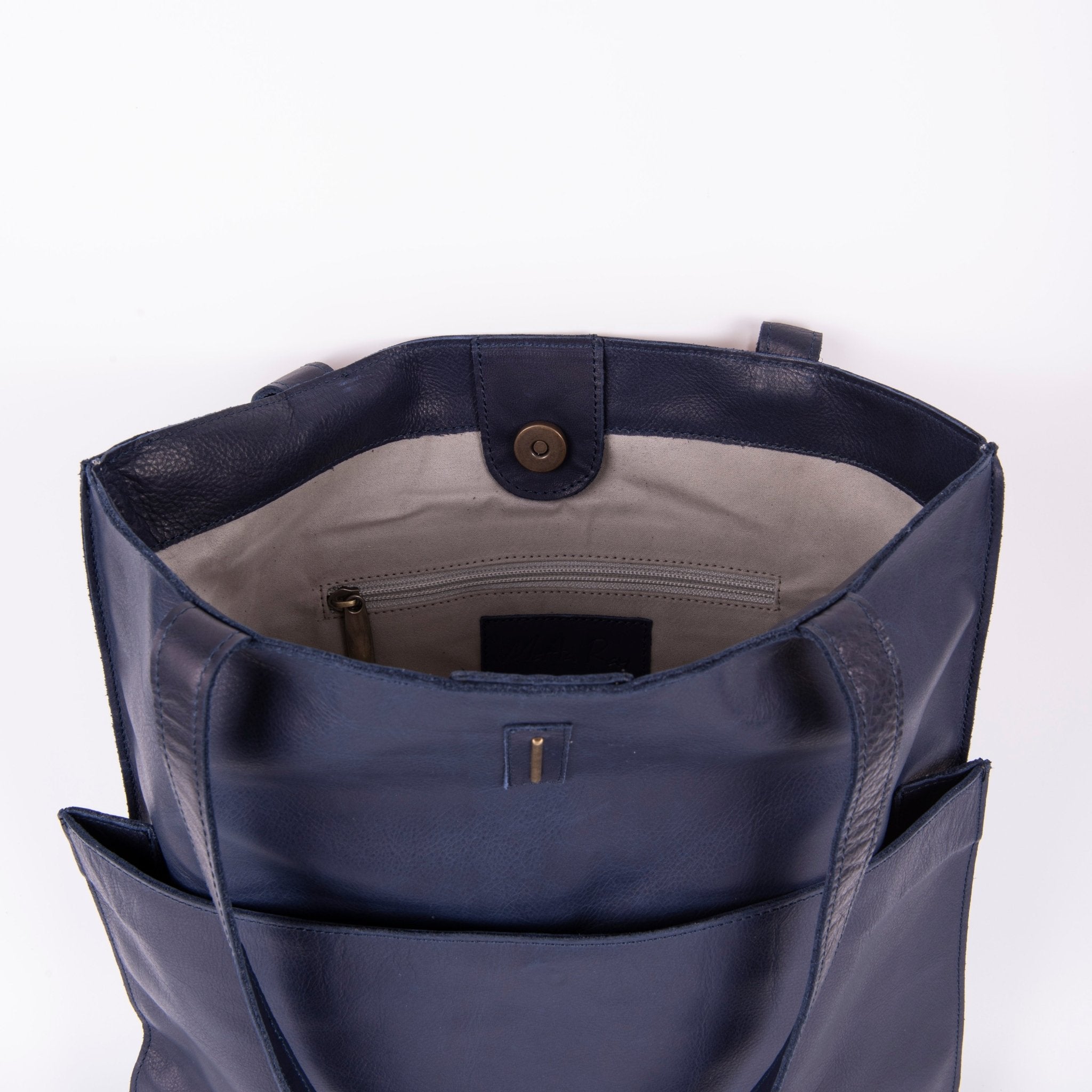 New shopper mousse navy - shopper in pelle blu - Marta Ray