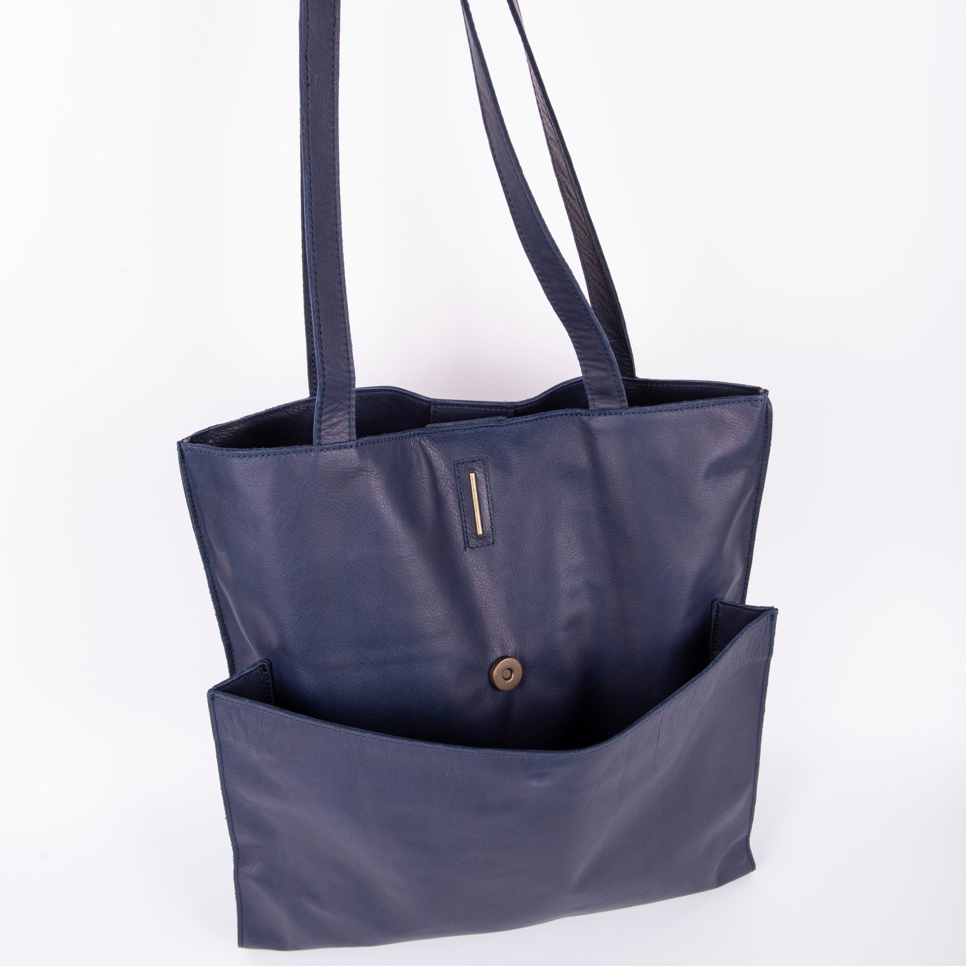 New shopper mousse navy - shopper in pelle blu - Marta Ray