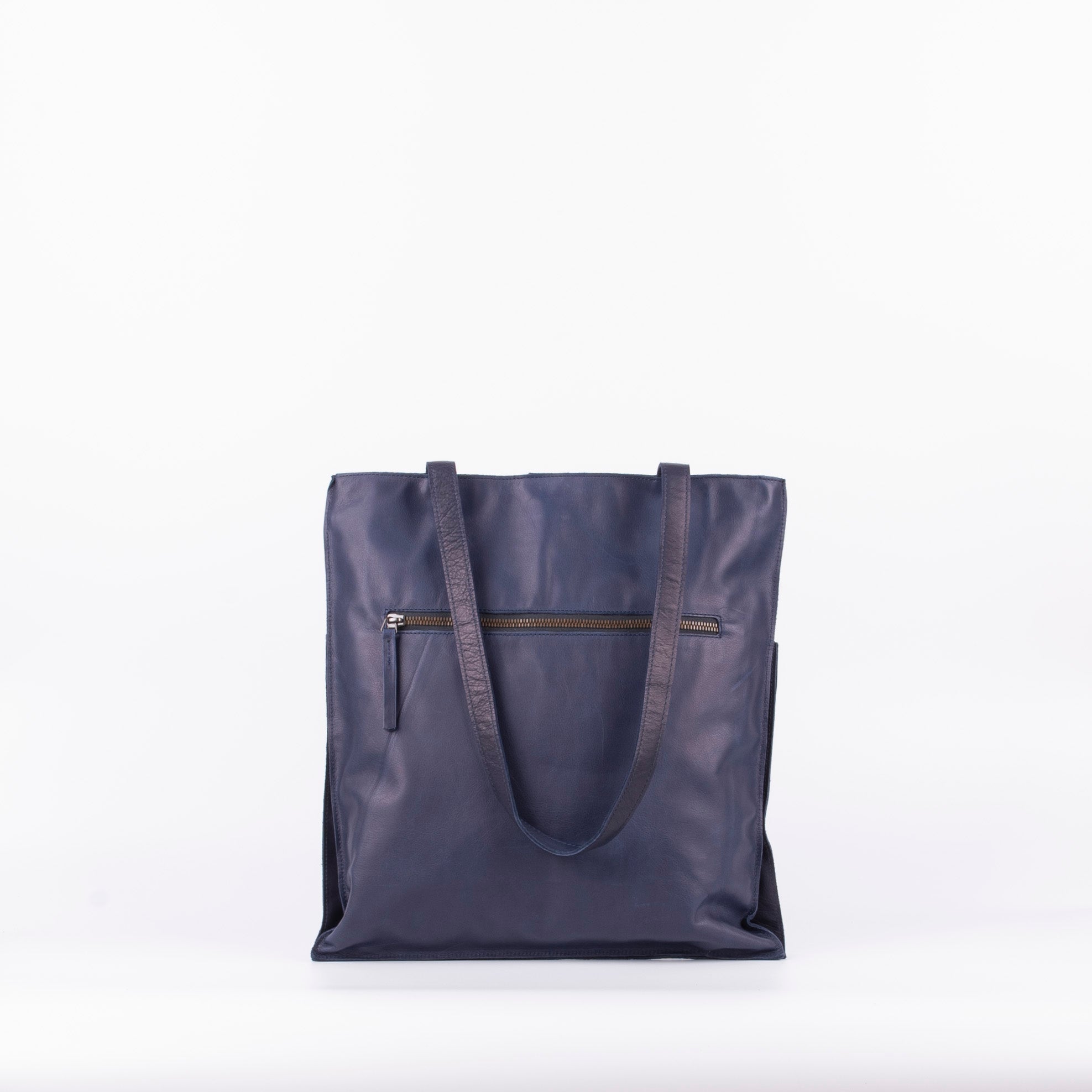 New shopper mousse navy - shopper in pelle blu - Marta Ray