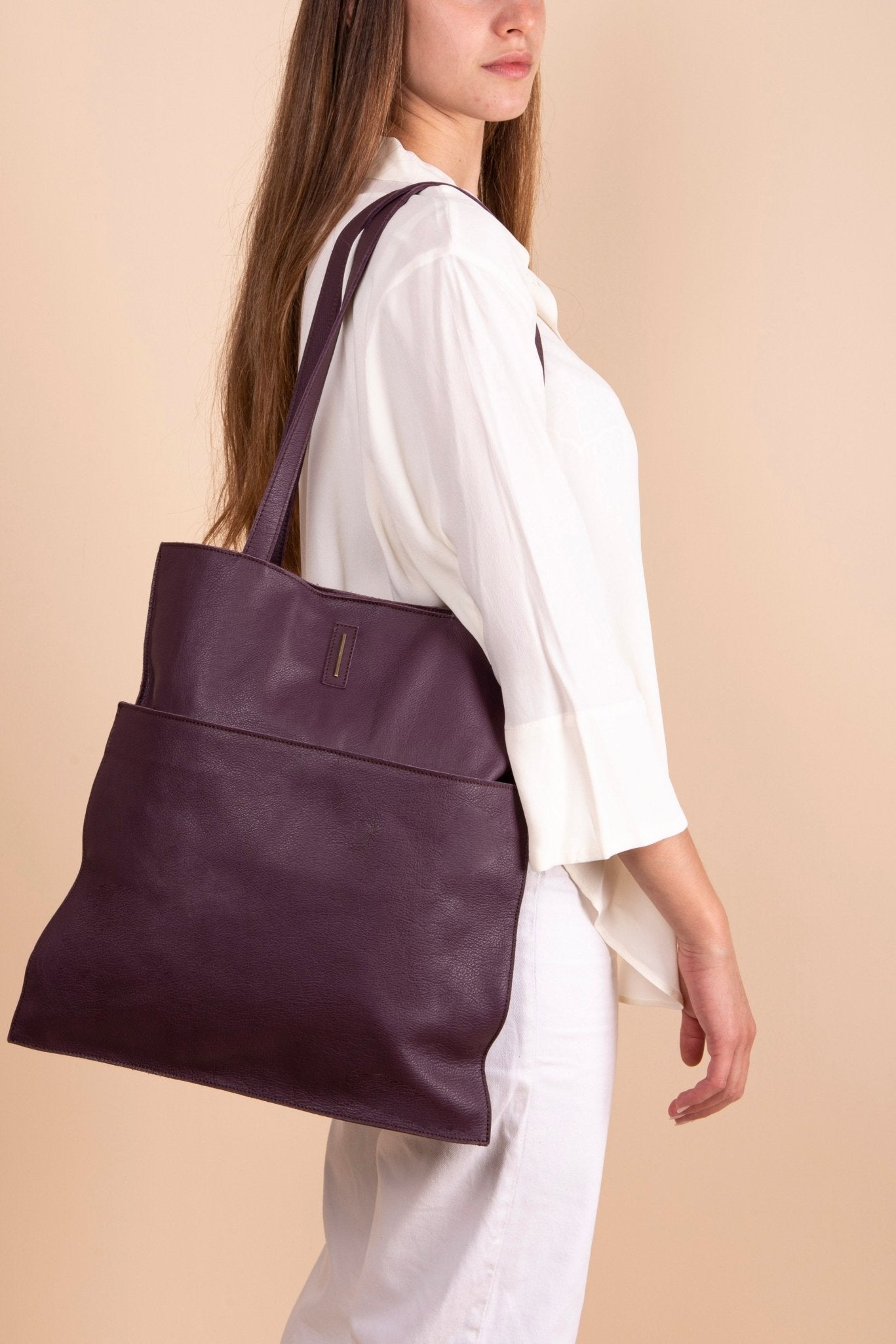 New shopper mousse viola - shopper in pelle viola - Marta Ray