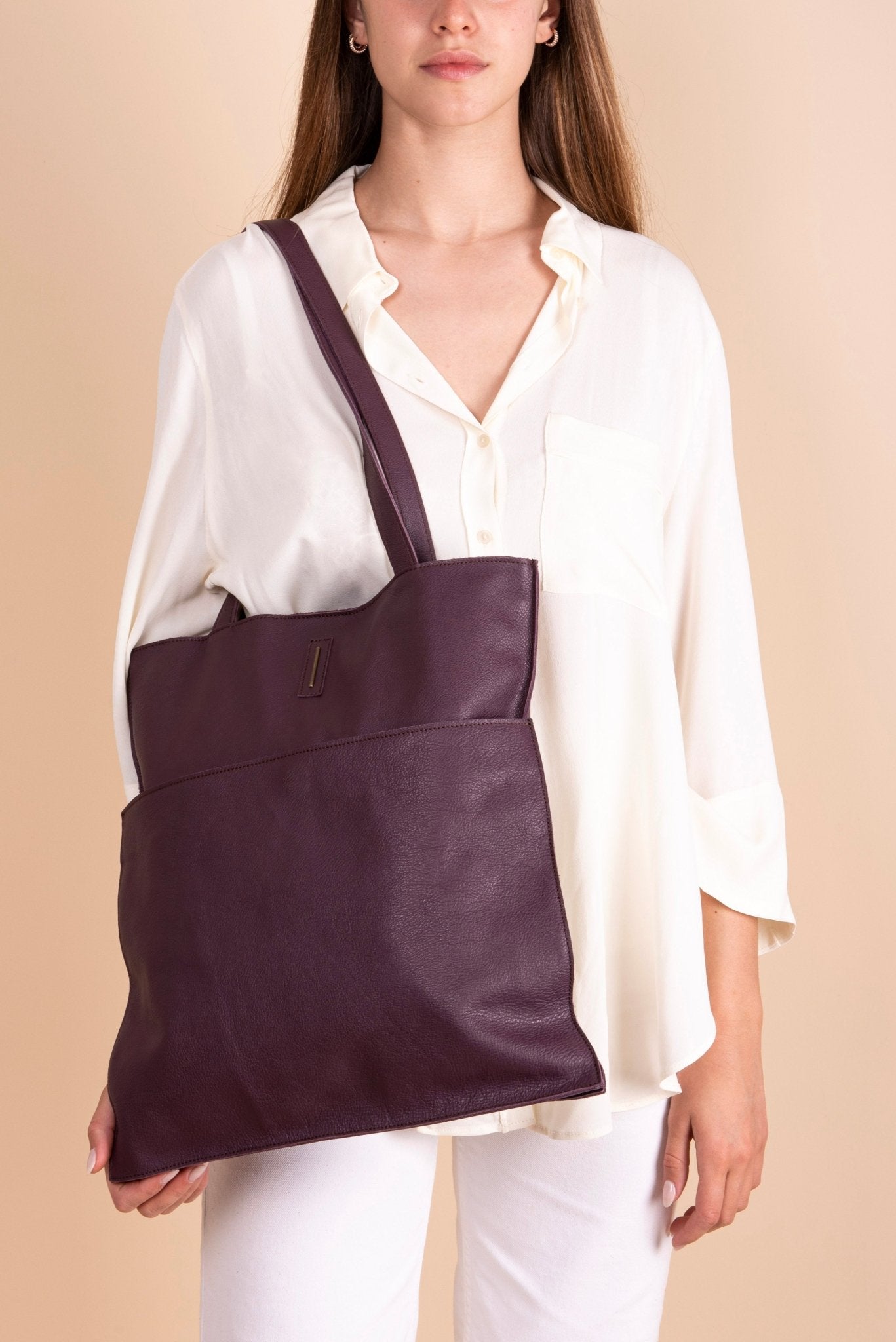 New shopper mousse viola - shopper in pelle viola - Marta Ray