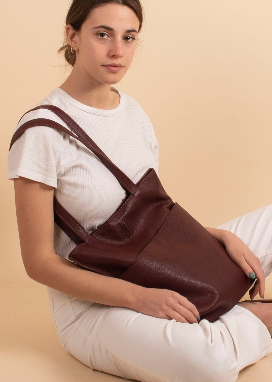 New shopper new york rubino - shopper in pelle bordo - Marta Ray