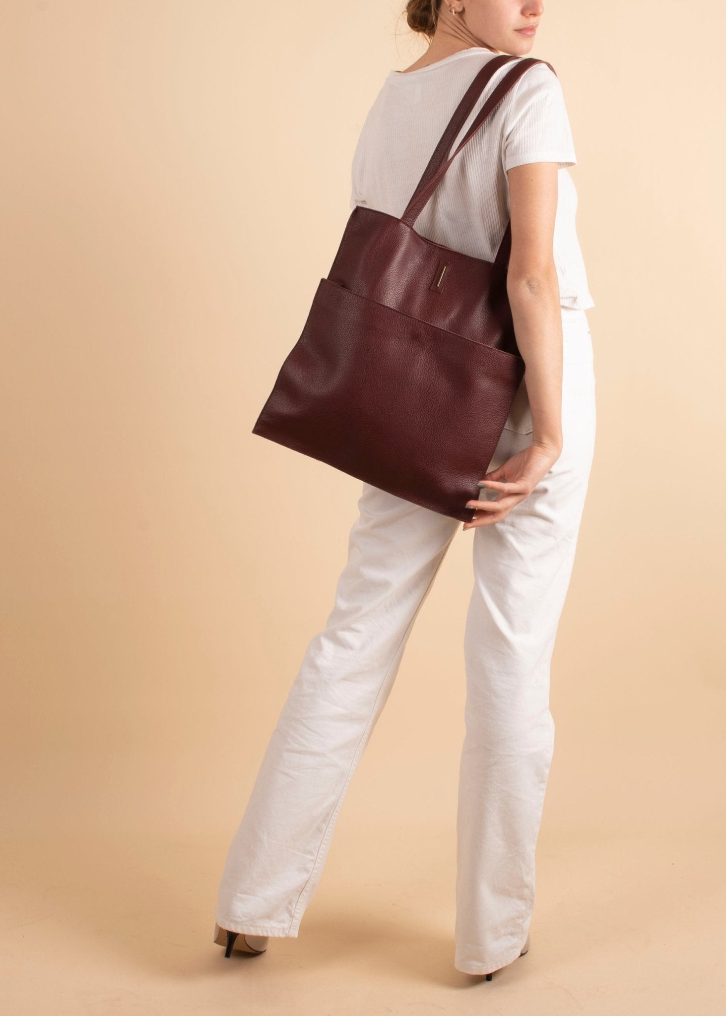 New shopper new york rubino - shopper in pelle bordo - Marta Ray