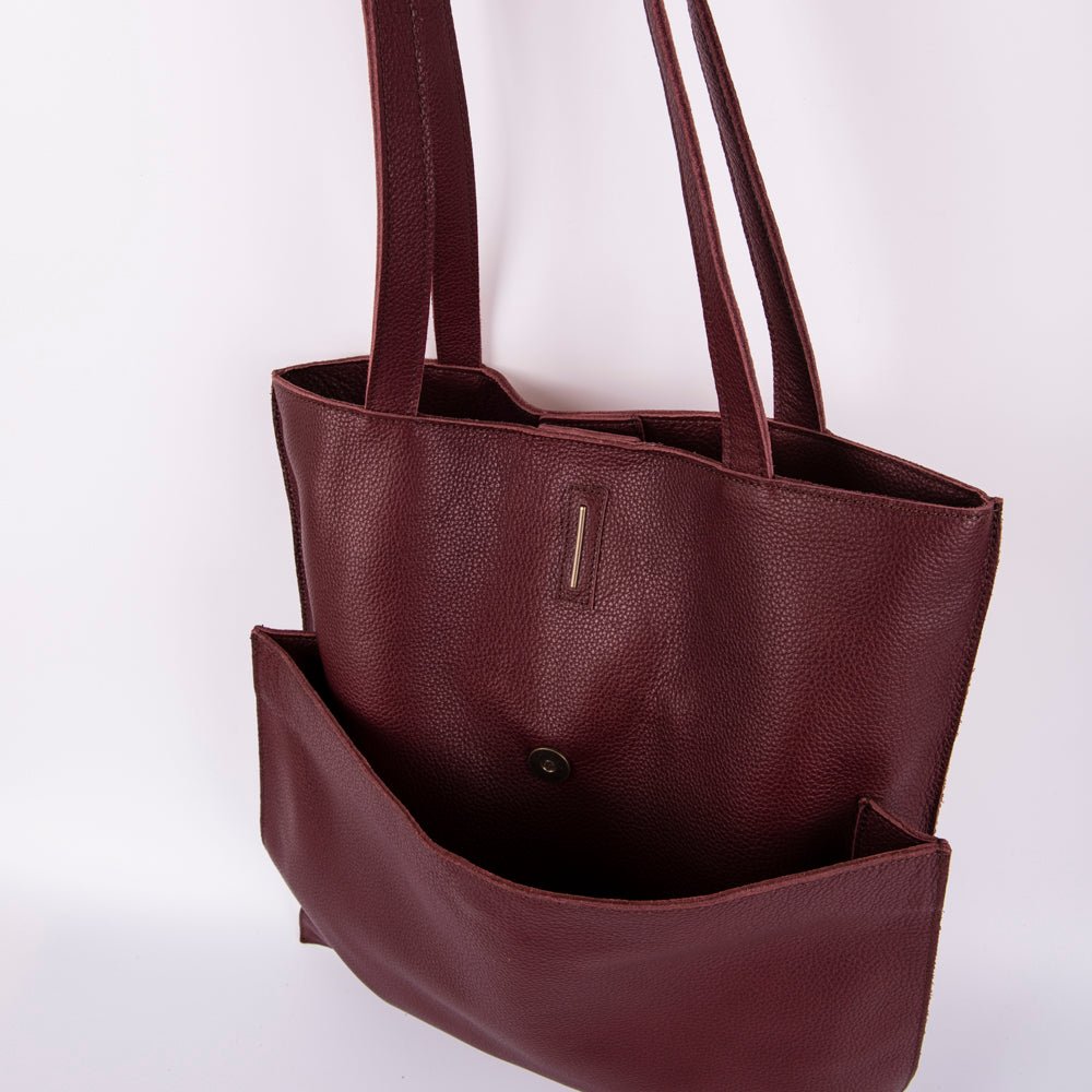 New shopper new york rubino - shopper in pelle bordo - Marta Ray