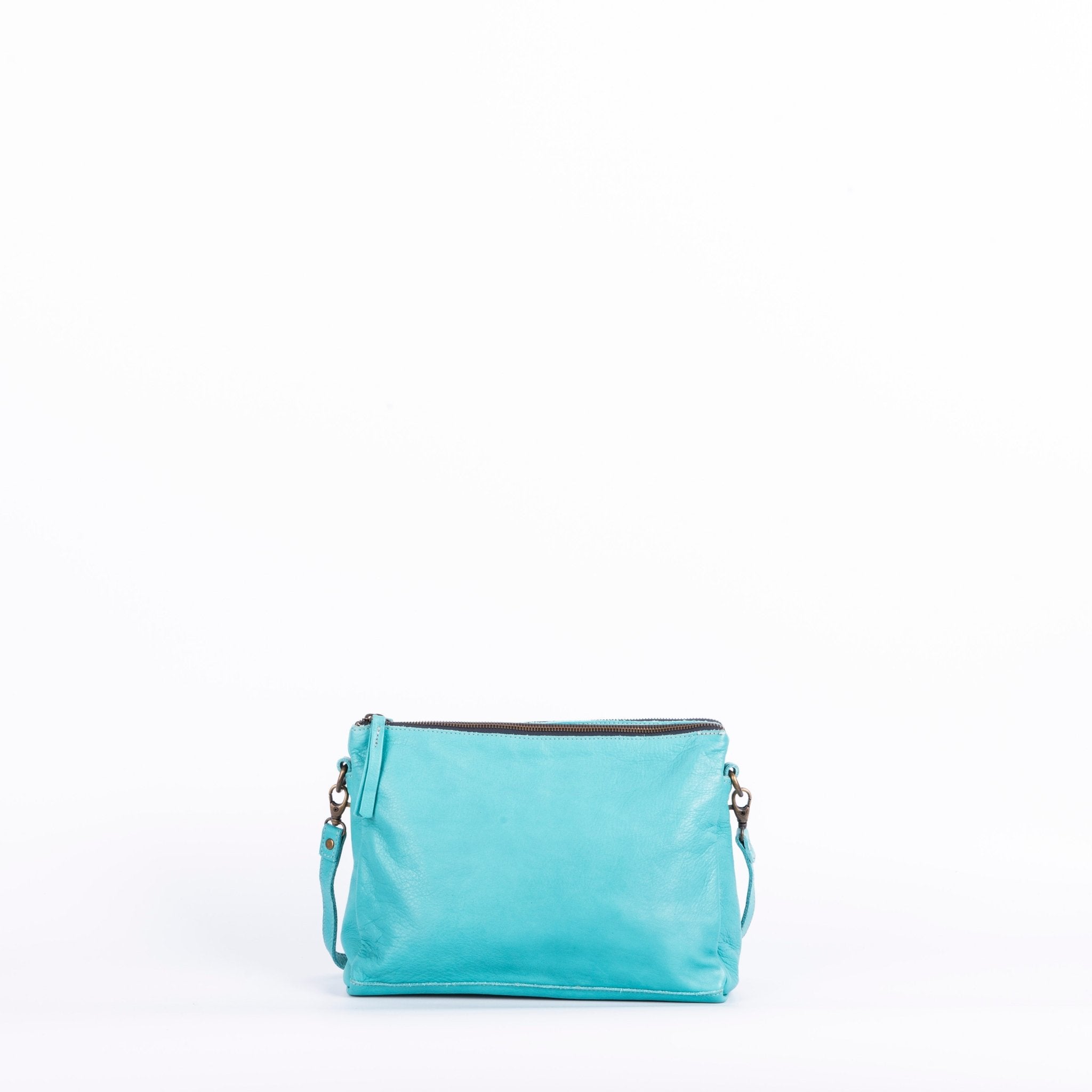 Nieves mousse turchese - piattina a tracolla piccola in pelle blu - Marta Ray