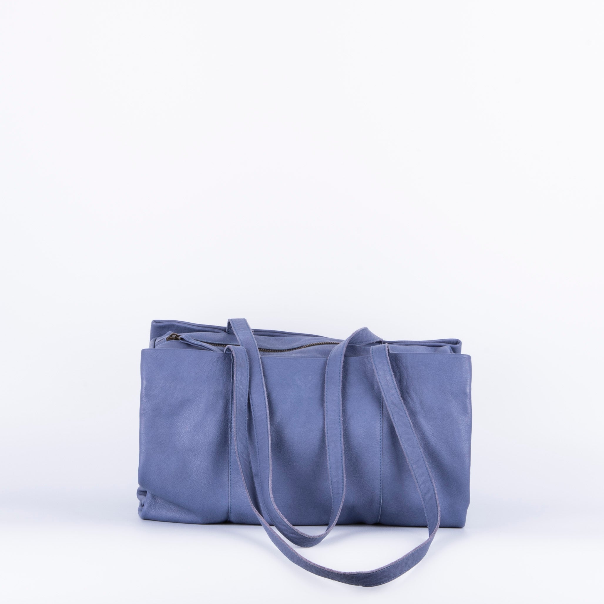 Ona bicolor twilight - large shoulder bag in blue soft leather