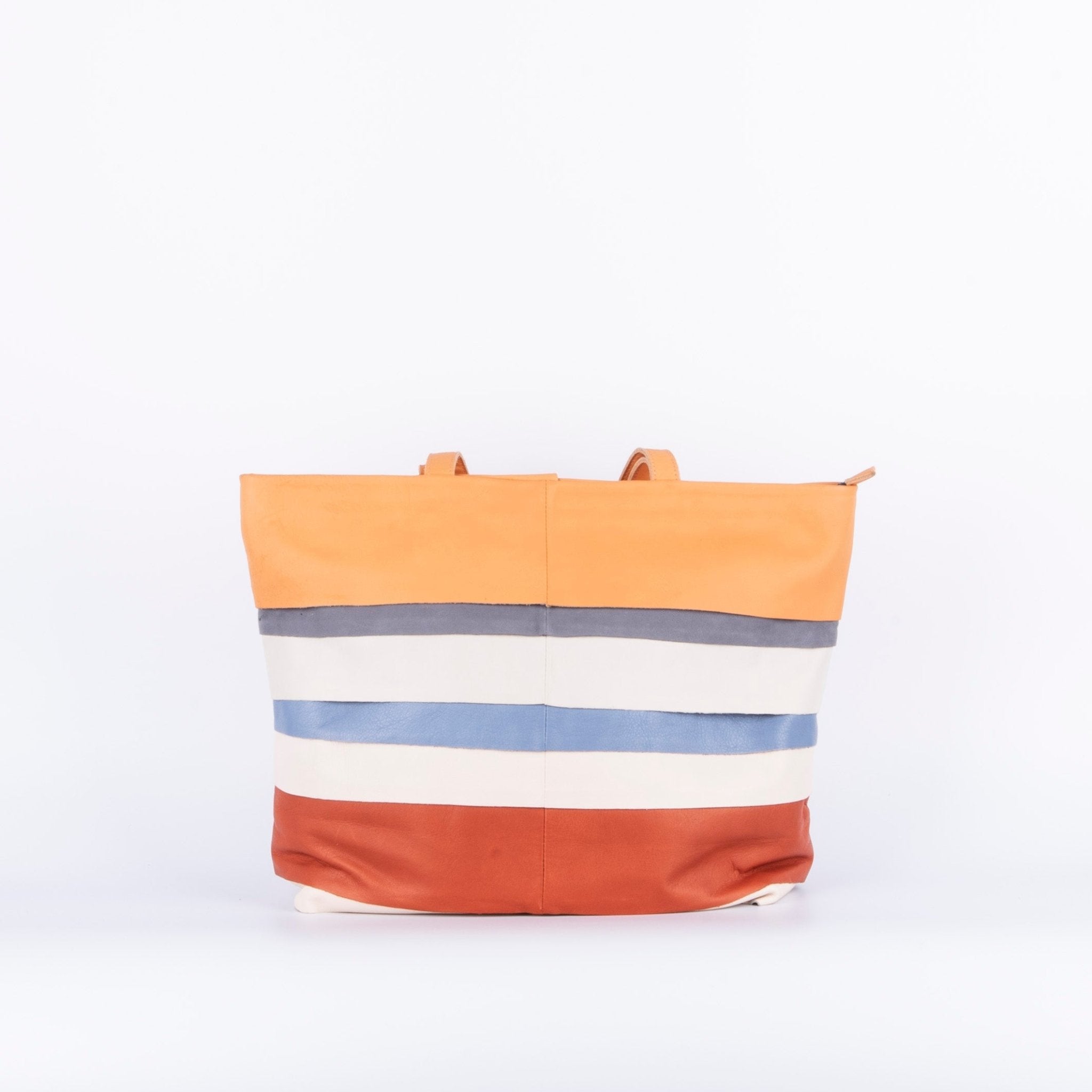 Pepita pantone mix 3 - borsa shopping in pelle bianca arancione - Marta Ray