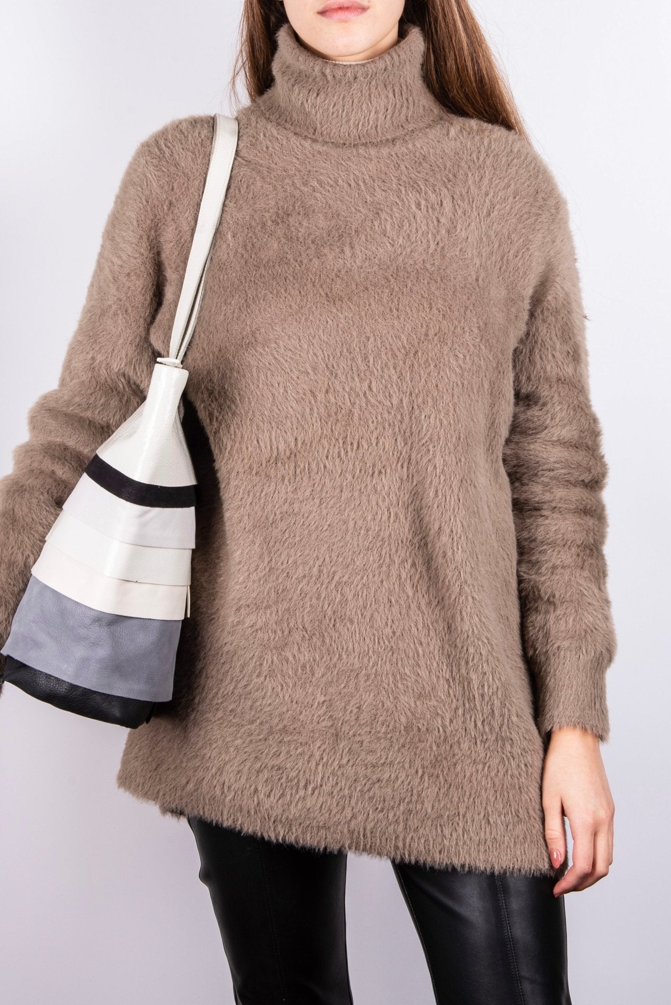 Pepita pantone mix 4 - borsa shopping in pelle bianca grigia - Marta Ray
