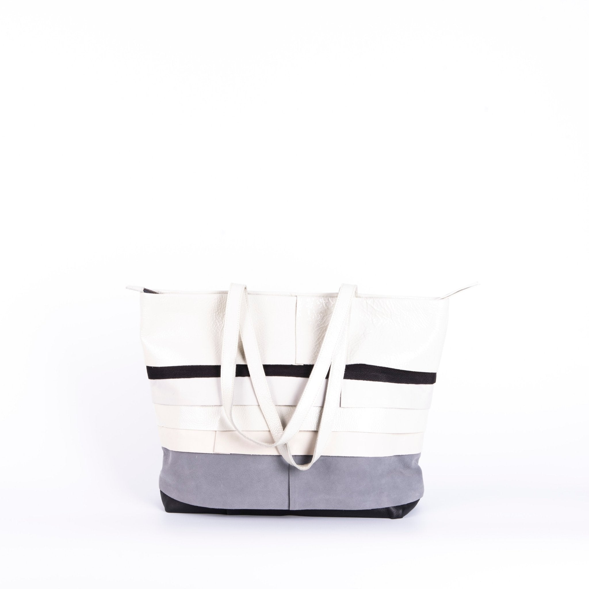 Pepita pantone mix 4 - borsa shopping in pelle bianca grigia - Marta Ray