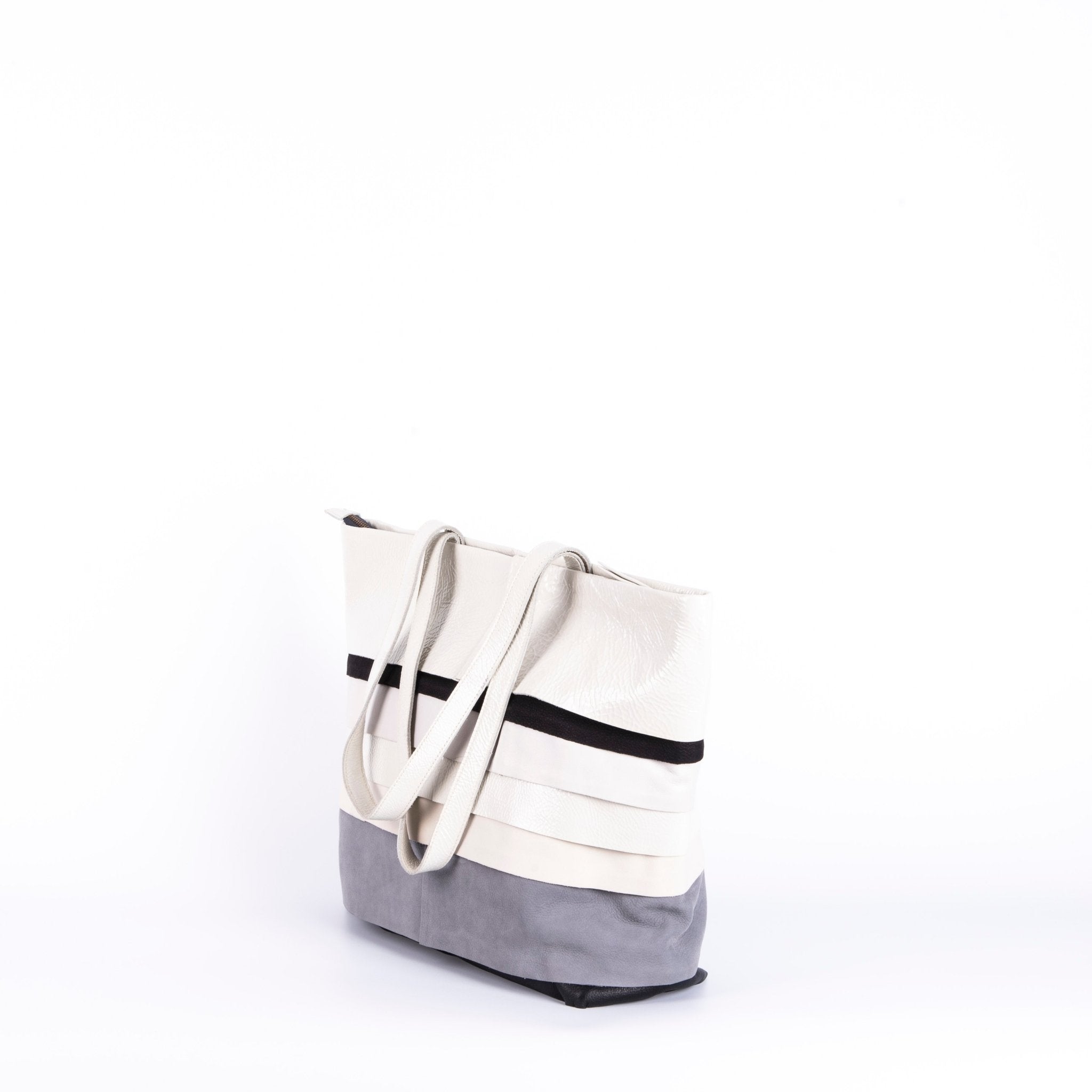 Pepita pantone mix 4 - borsa shopping in pelle bianca grigia - Marta Ray
