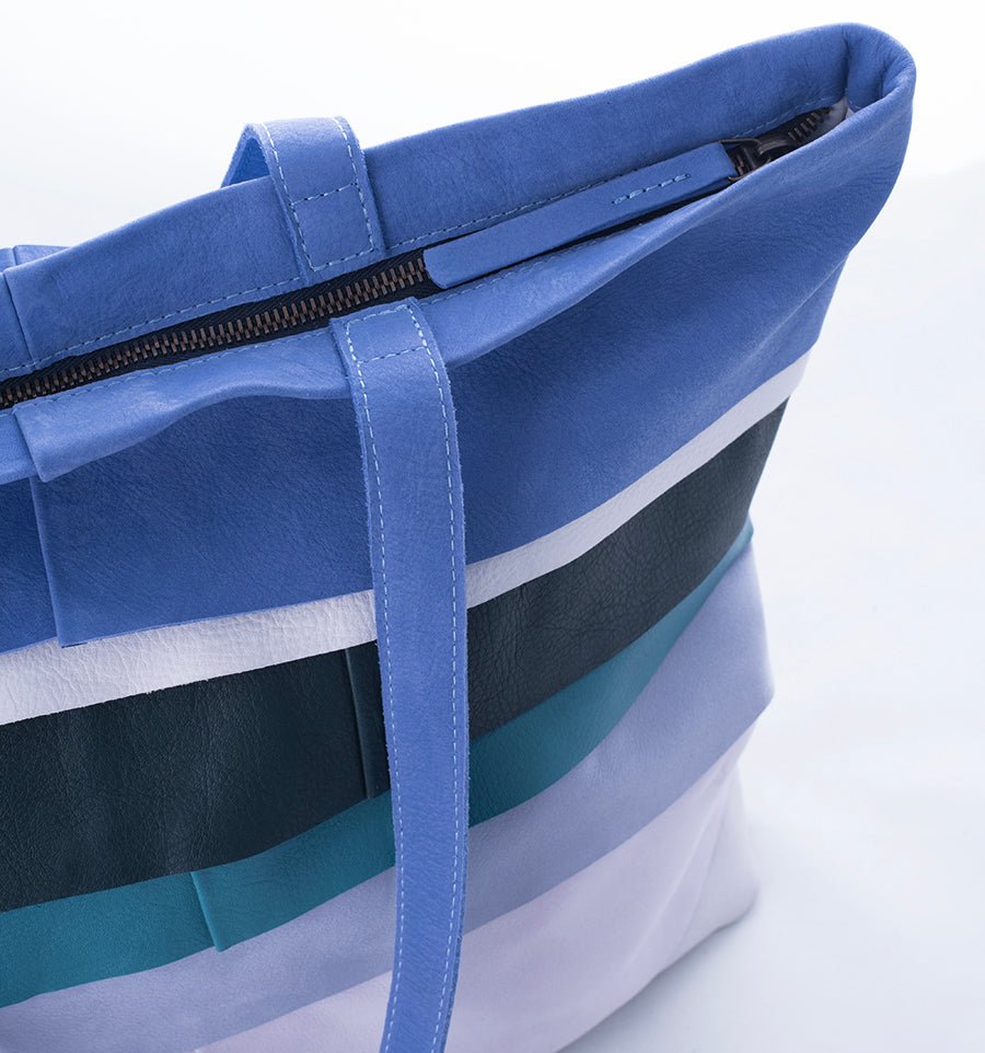 Pepita pantone mix2 - borsa shopping in pelle blu e verde - Marta Ray