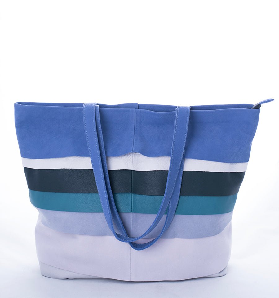 Pepita pantone mix2 - borsa shopping in pelle blu e verde - Marta Ray