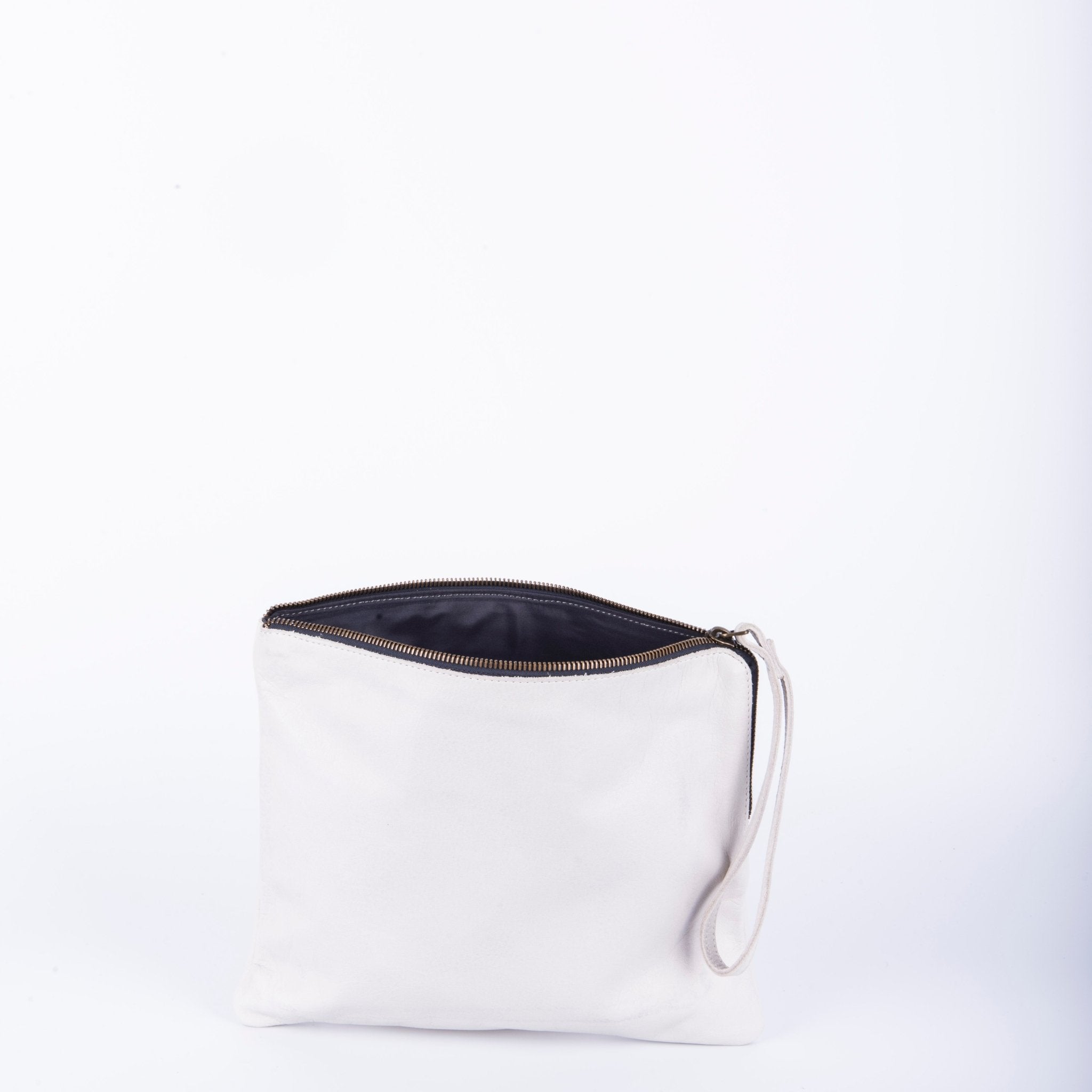 Pia Large mousse greige - borsellino in pelle bianco - Marta Ray
