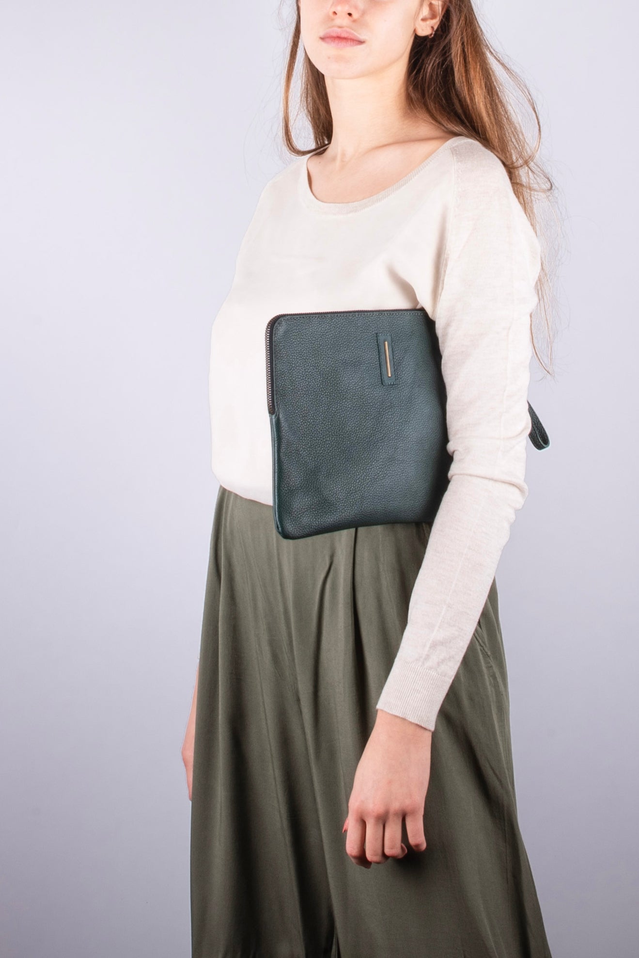 Pia Large new york cardo marino - borsellino in pelle verde - Marta Ray