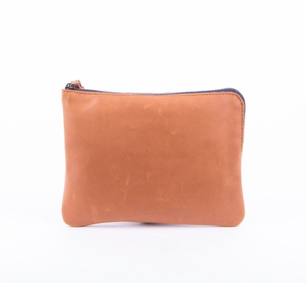 Pia Medium mousse whisky - borsa make-up in pelle marrone - Marta Ray