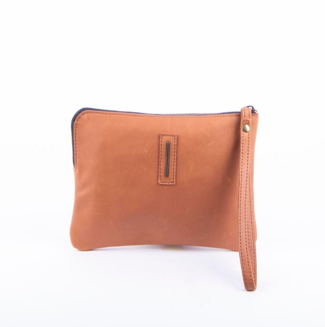 Pia Medium mousse whisky - borsa make-up in pelle marrone - Marta Ray