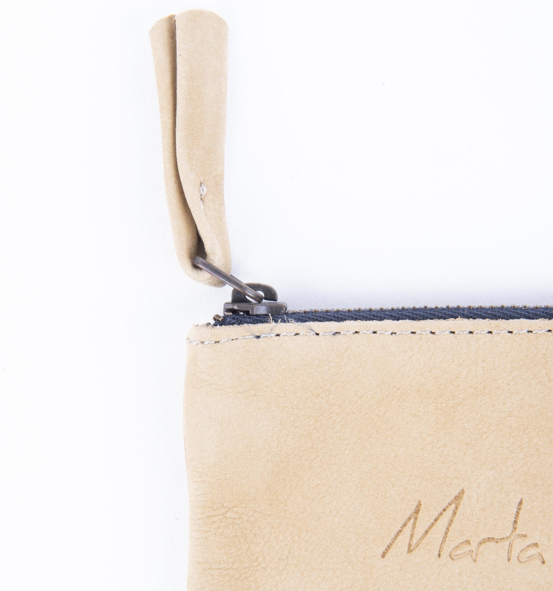 Pia Mini long beach noce - borsa make-up in pelle beige - Marta Ray