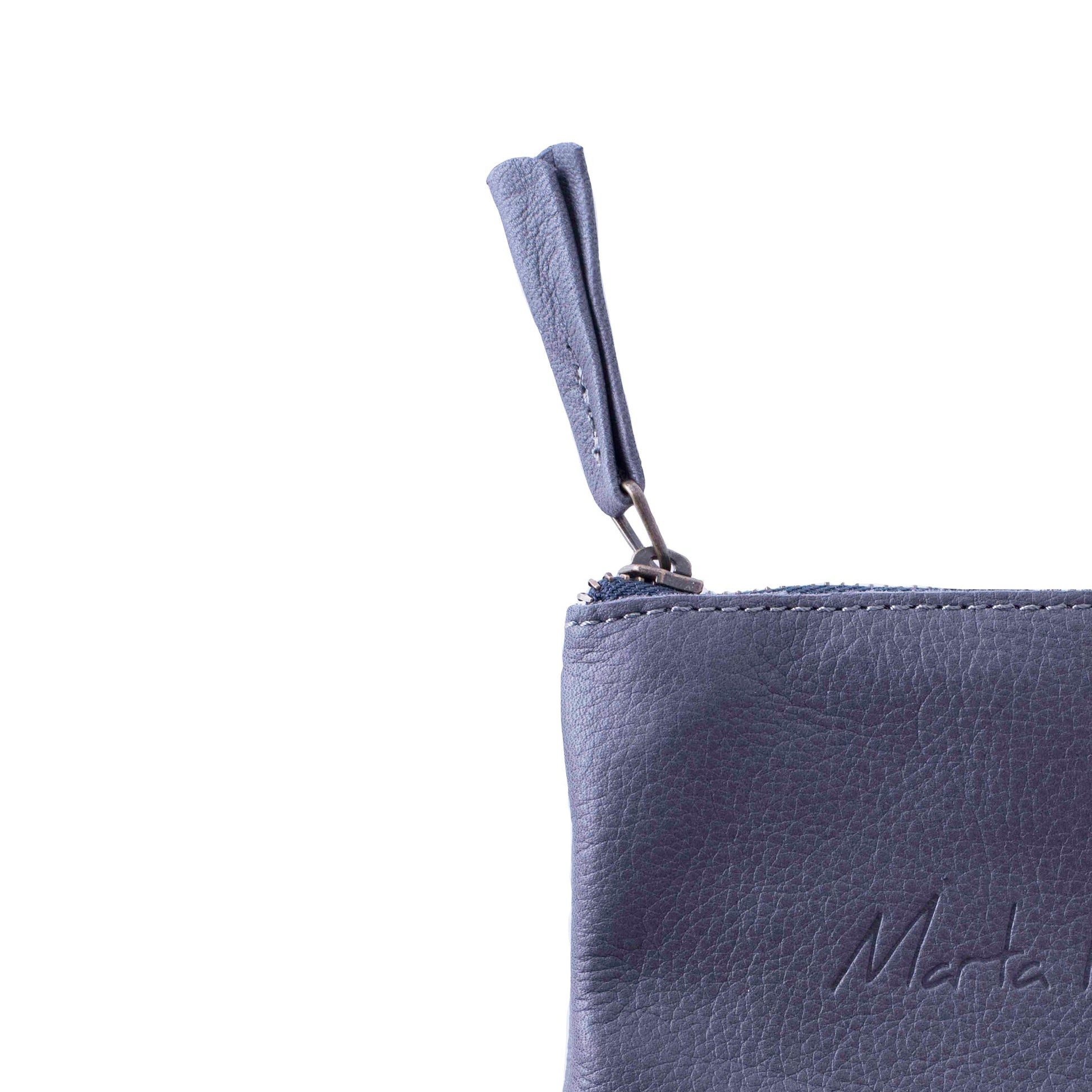 Pia Mini mousse dark grey - borsa make-up in pelle grigia - Marta Ray