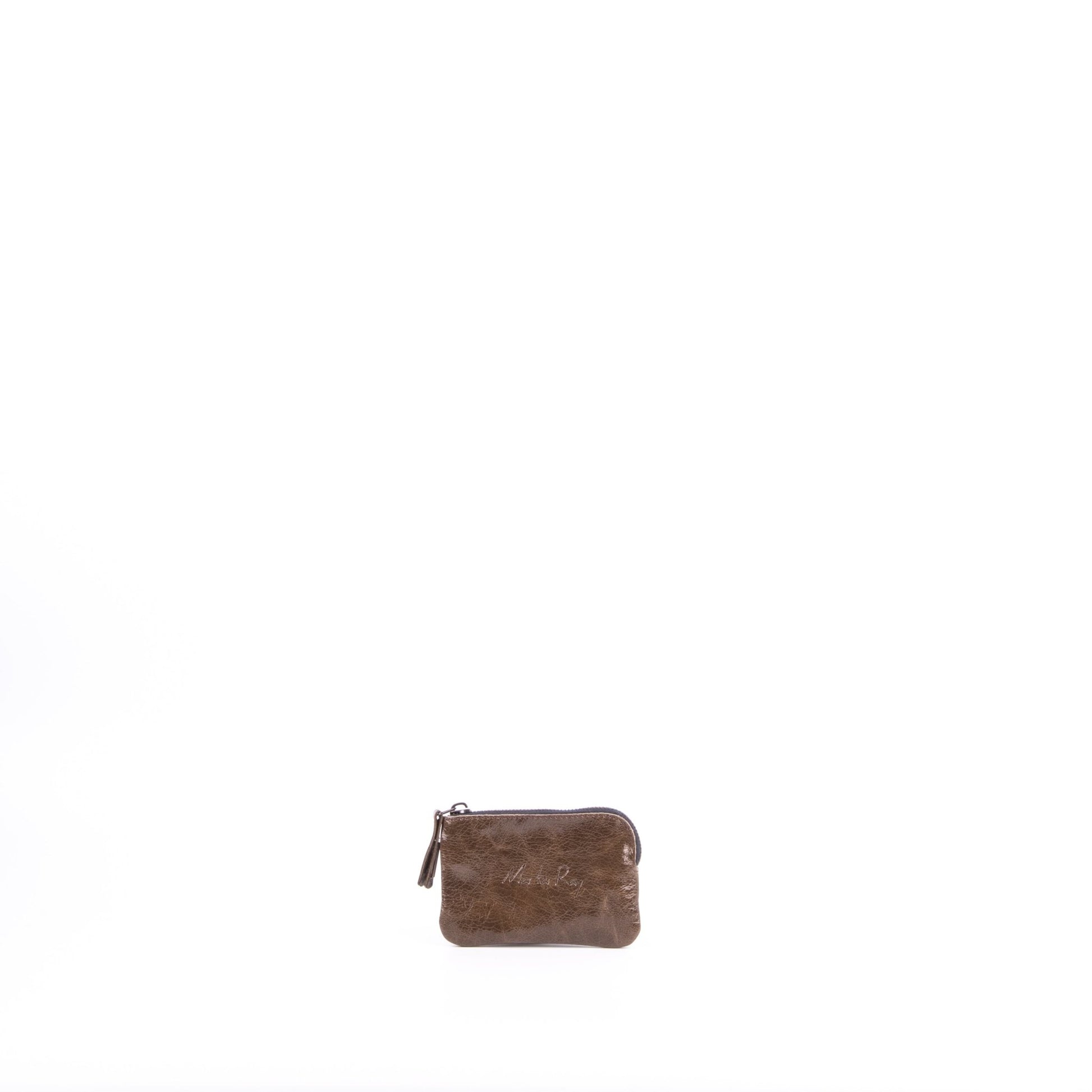 Pia Mini vernice kiwi - borsa make-up in pelle marrone - Marta Ray