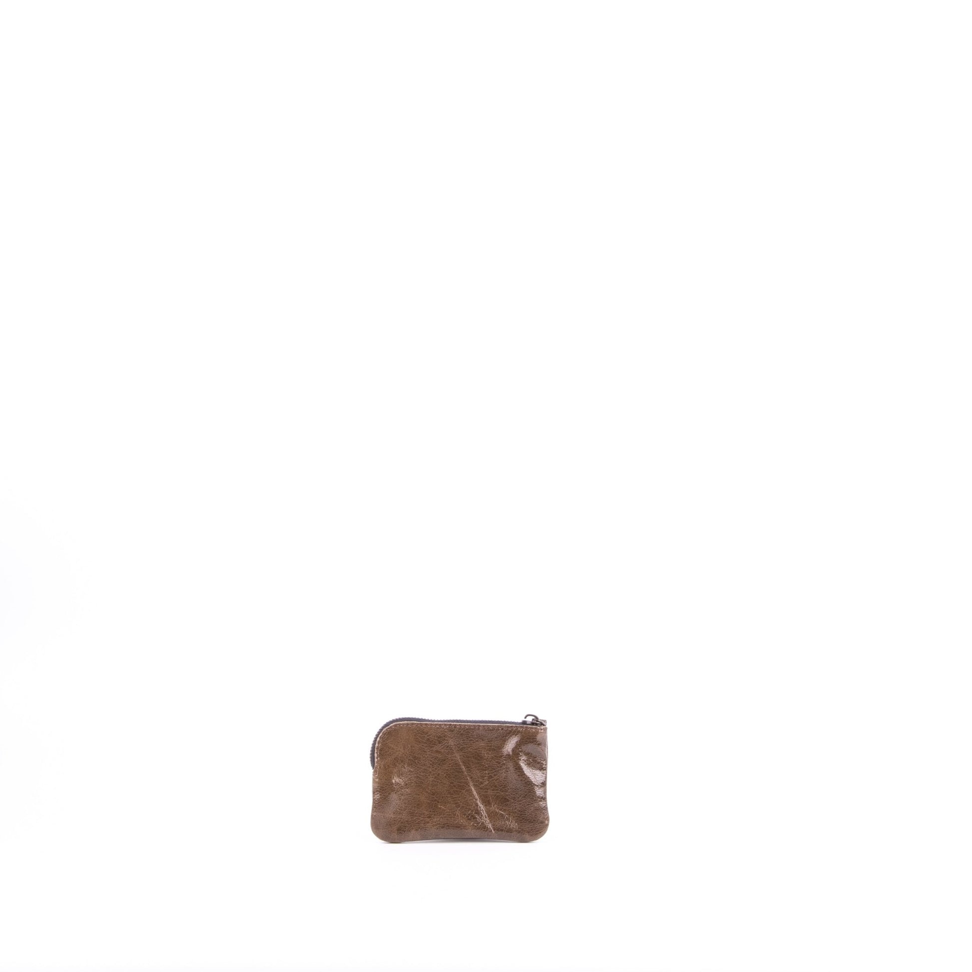 Pia Mini vernice kiwi - borsa make-up in pelle marrone - Marta Ray