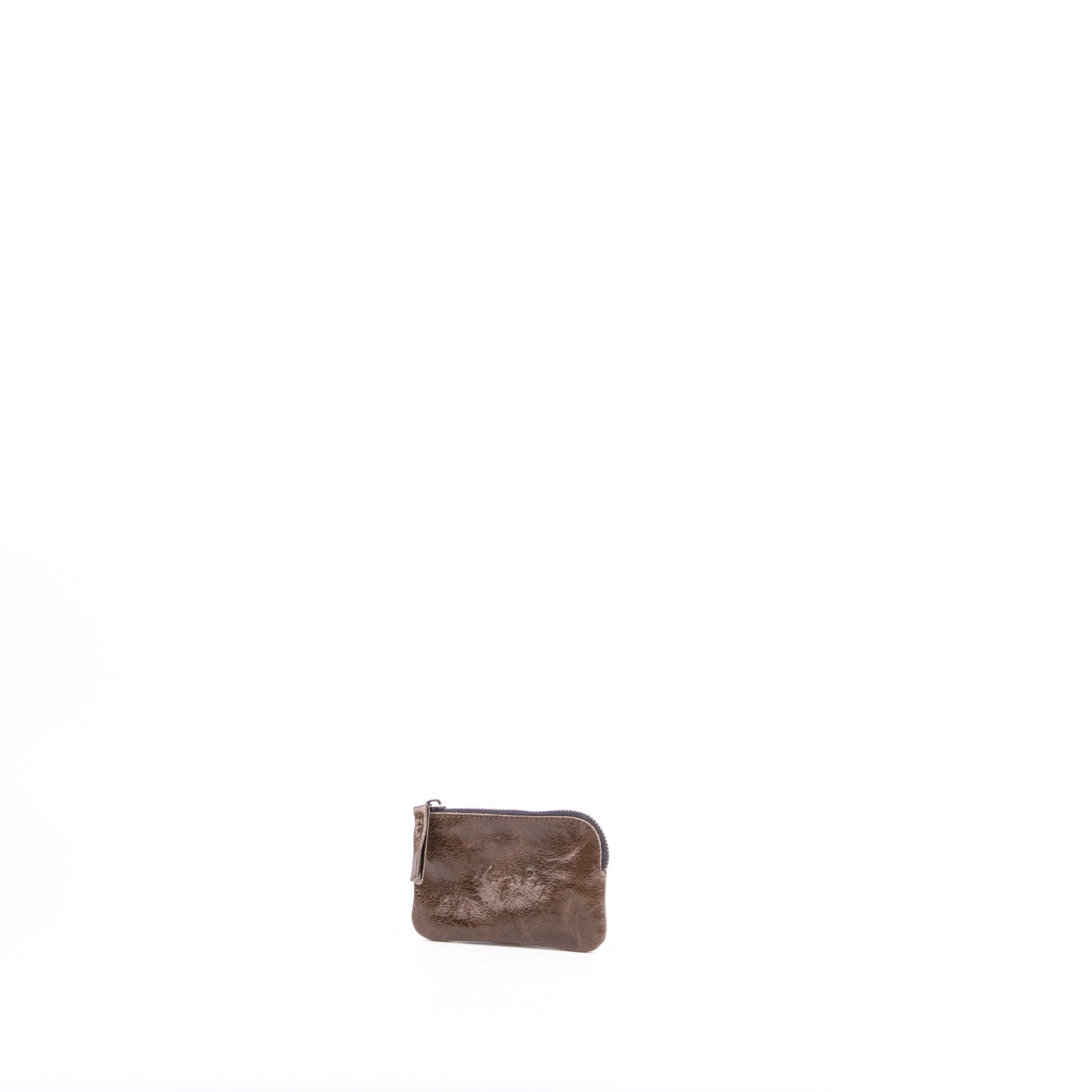 Pia Mini vernice kiwi - borsa make-up in pelle marrone - Marta Ray