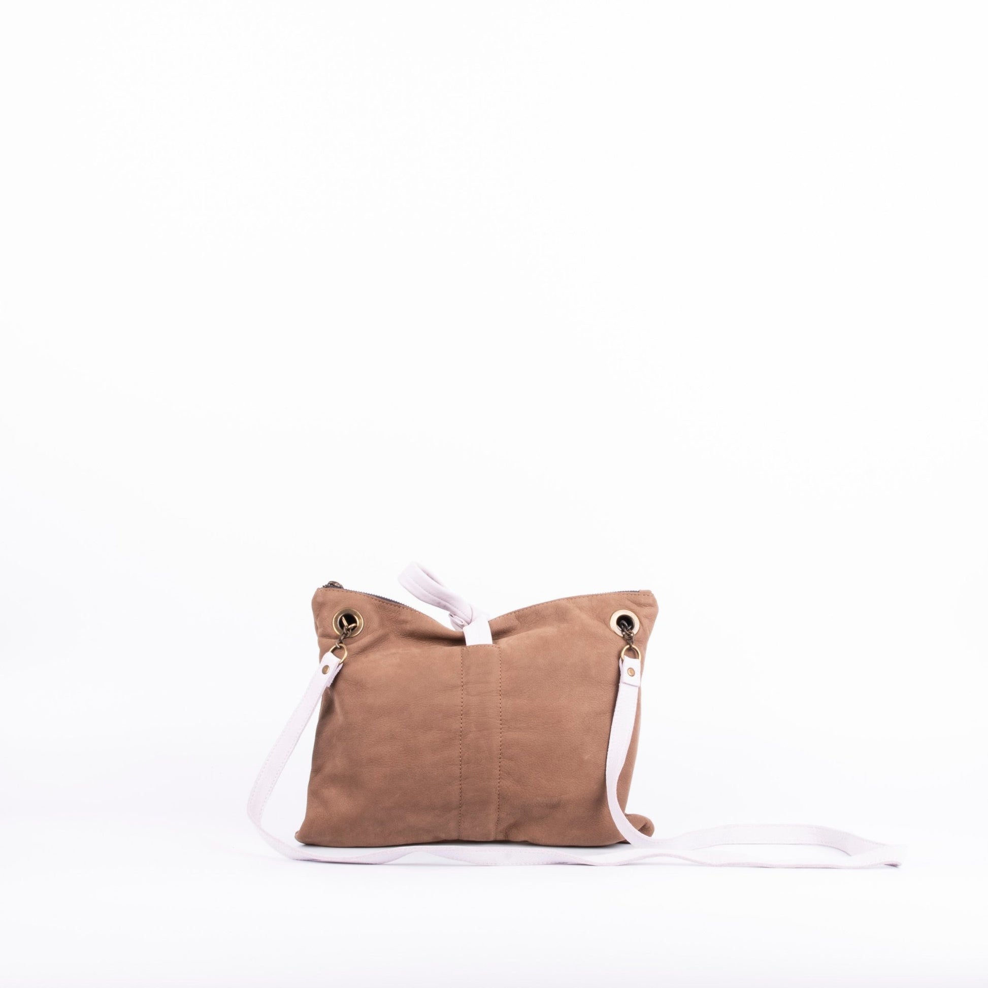 Pilar bicolor long beach fango provenza - piattina a tracolla in pelle marrone - Marta Ray