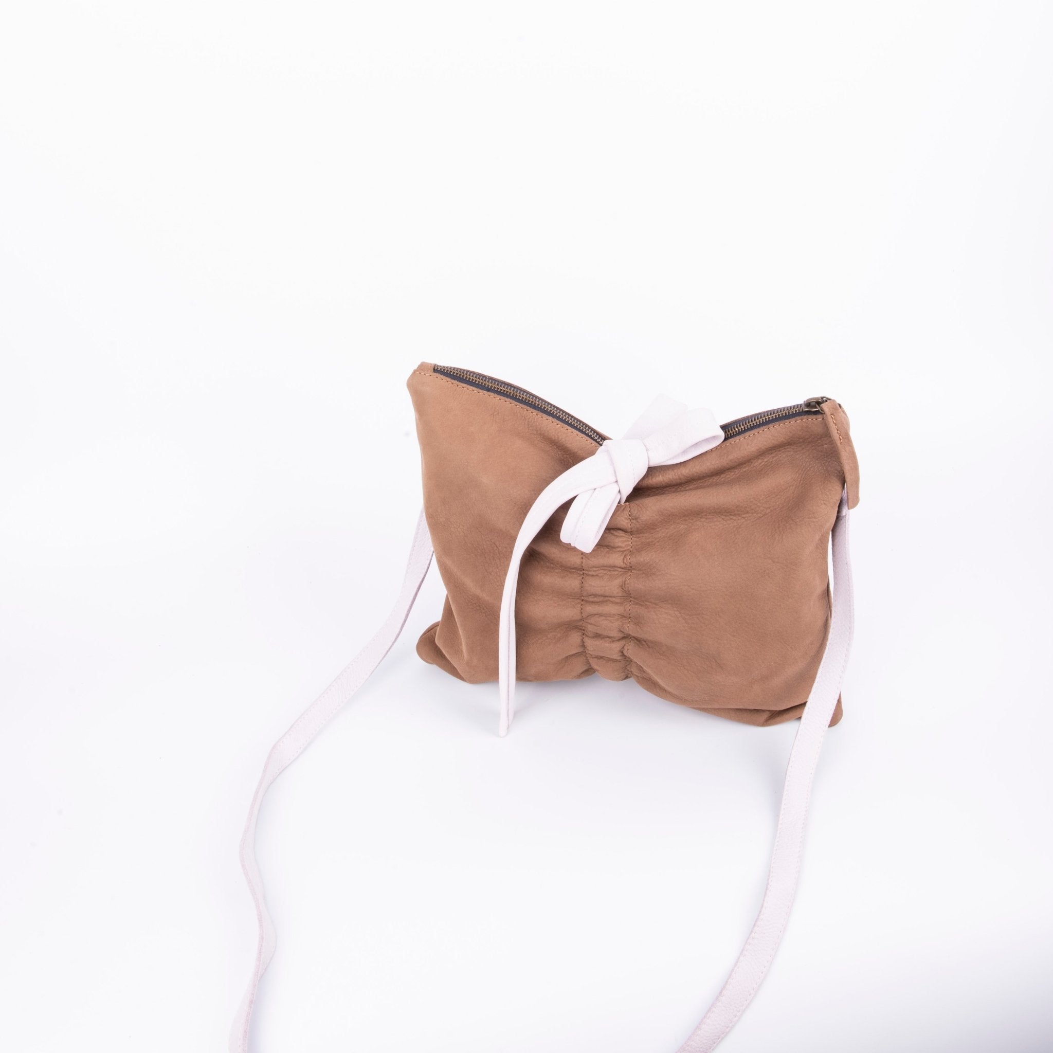 Pilar bicolor long beach fango provenza - piattina a tracolla in pelle marrone - Marta Ray