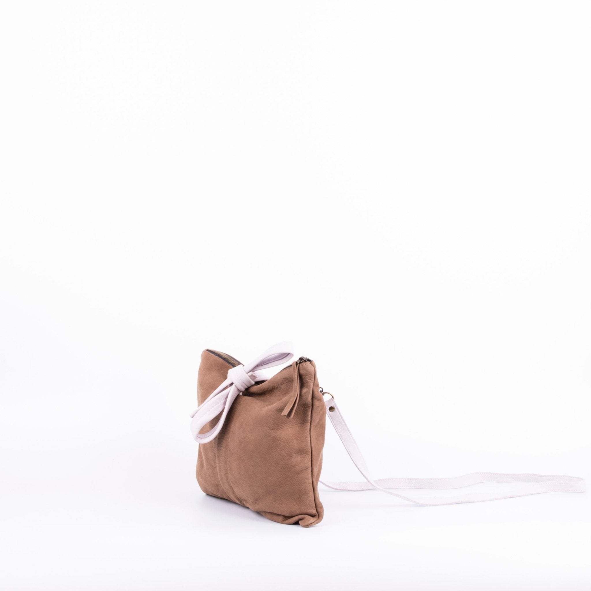Pilar bicolor long beach fango provenza - piattina a tracolla in pelle marrone - Marta Ray