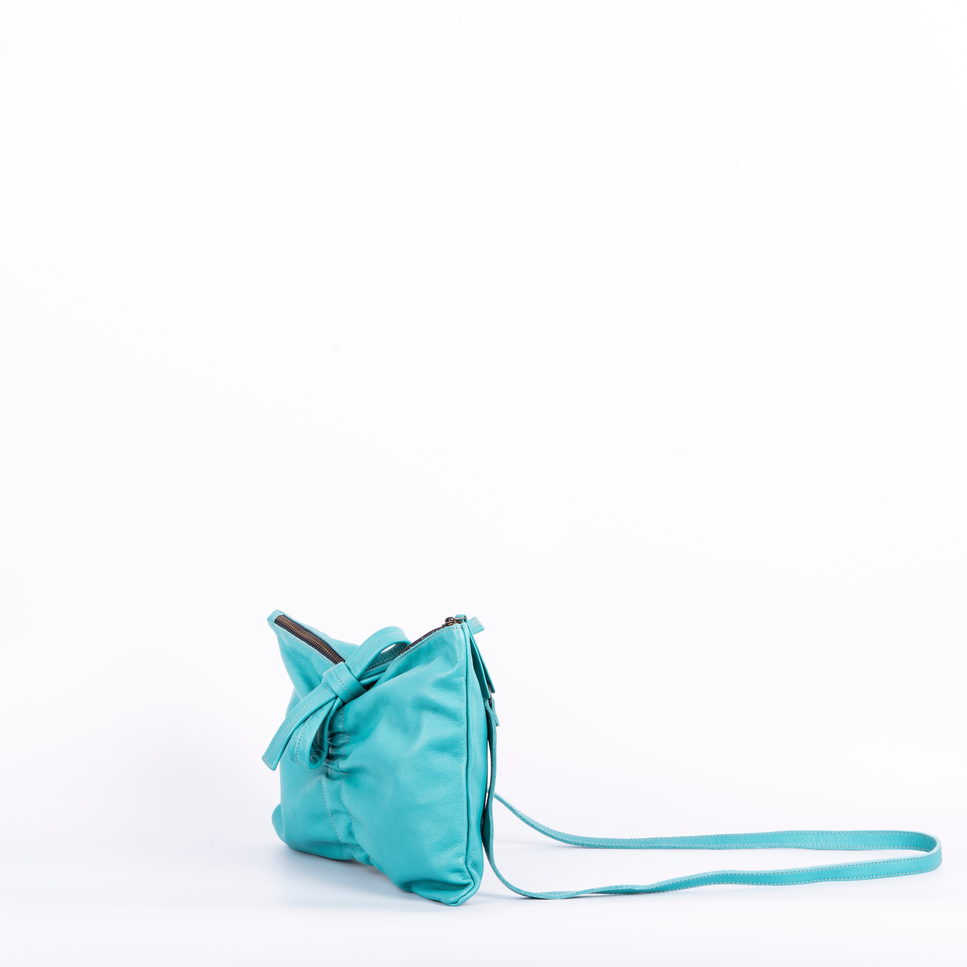 Pilar mousse turquoise - blue leather shoulder strap