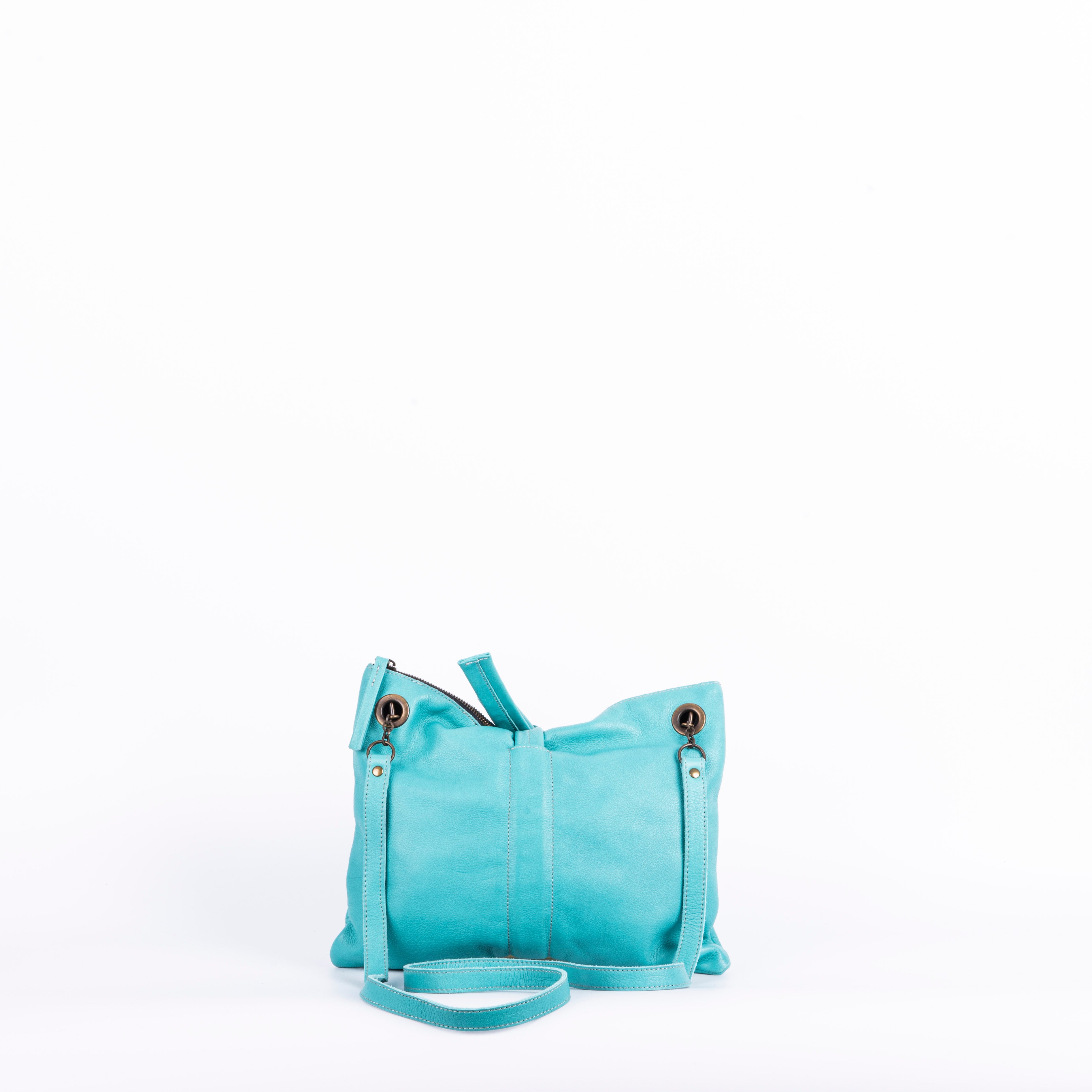 Pilar mousse turquoise - blue leather shoulder strap