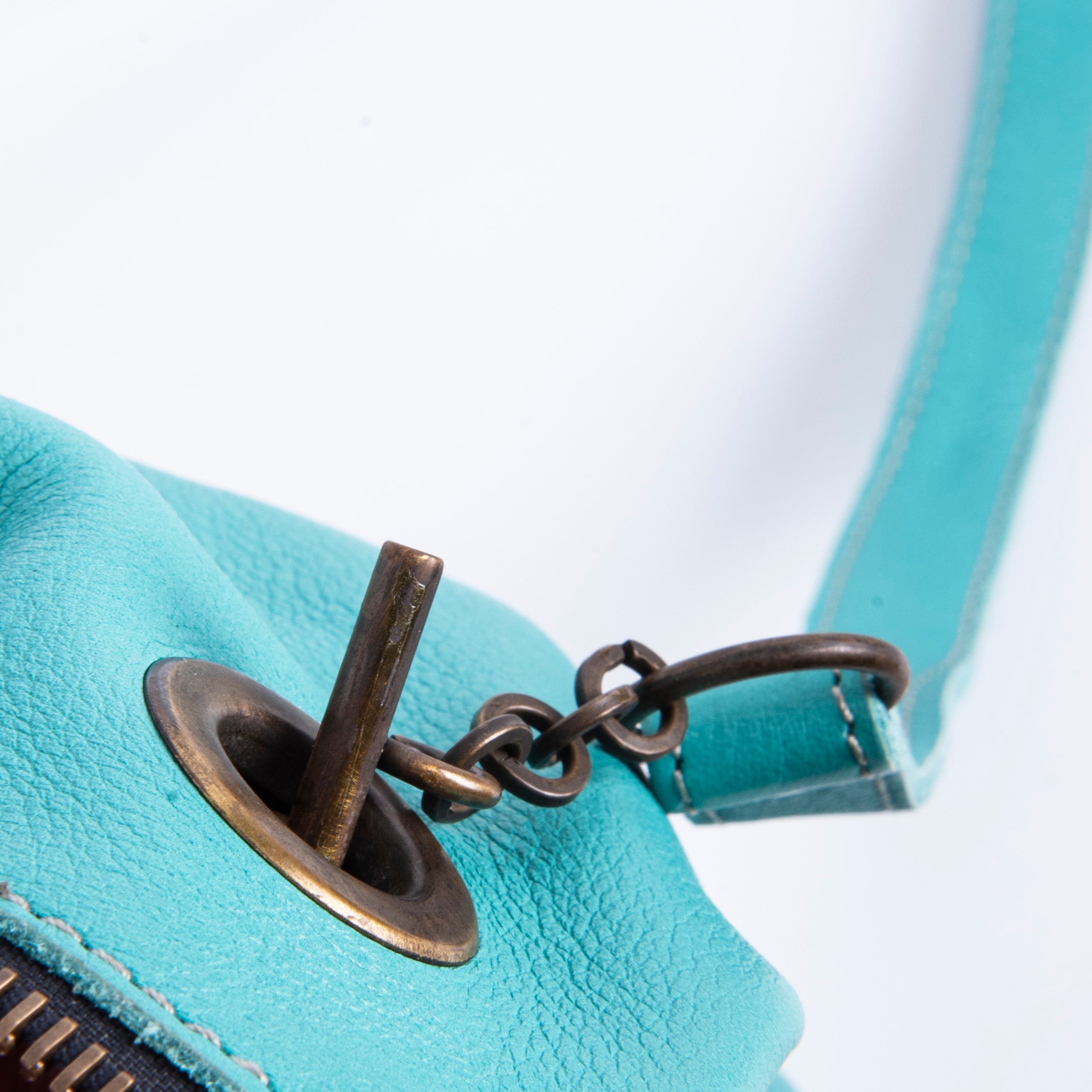 Pilar mousse turquoise - blue leather shoulder strap