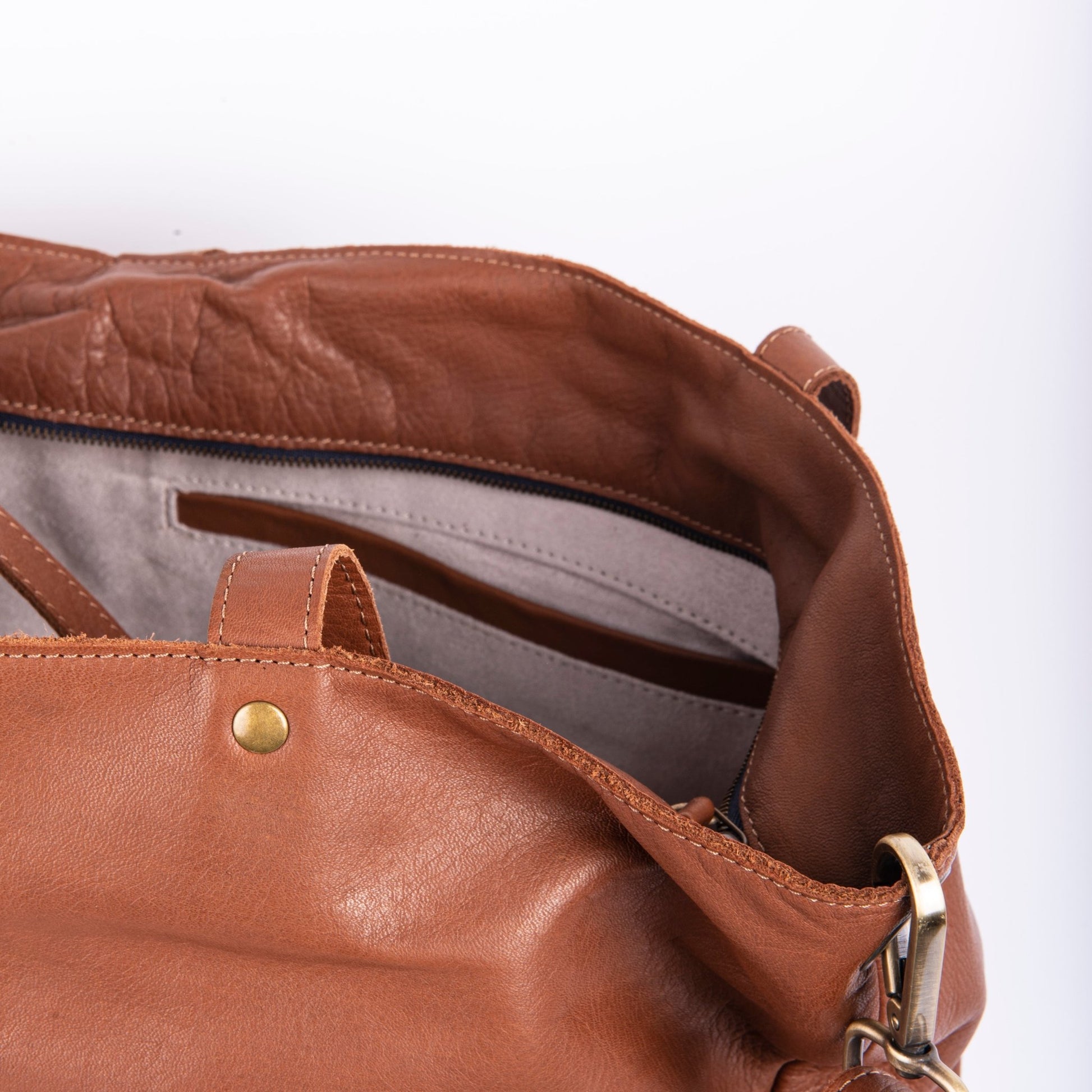 Pola mousse caramello - borsa a cartella in pelle morbida marrone - Marta Ray