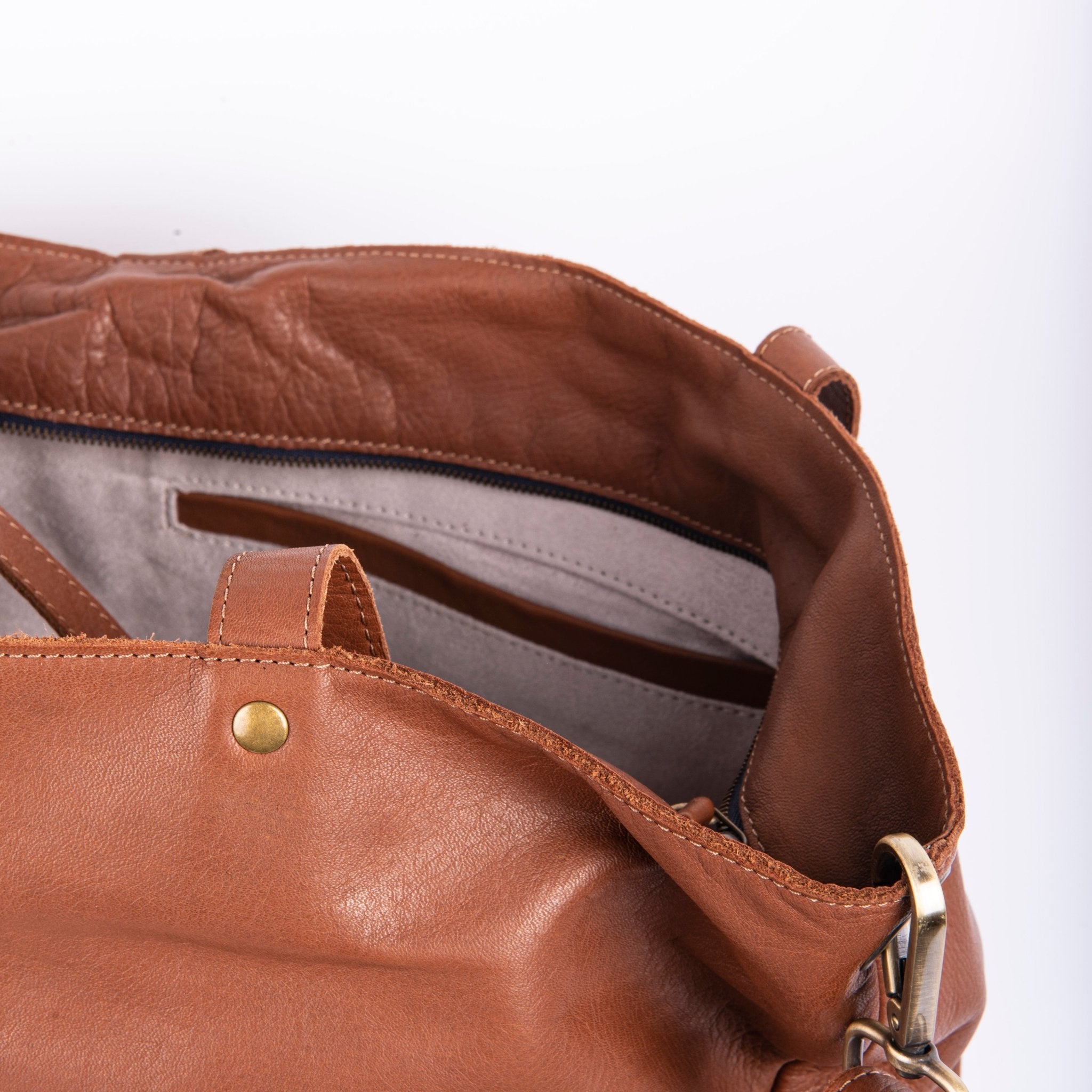 Pola mousse caramello - borsa a cartella in pelle morbida marrone - Marta Ray