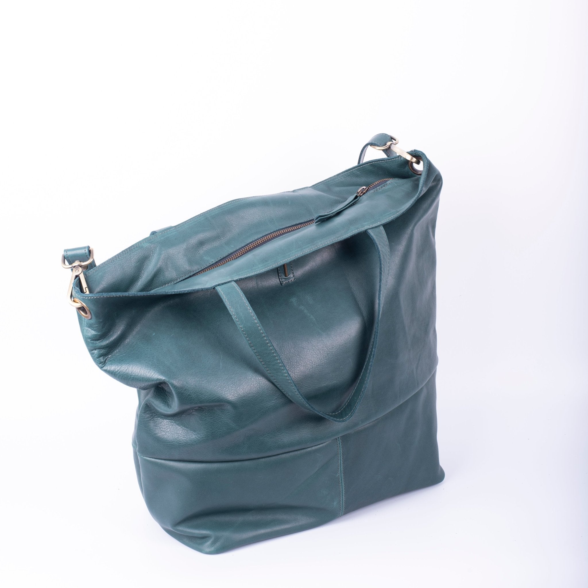 Pola mousse cardo marino - borsa shopping a tracolla in pelle verde - Marta Ray
