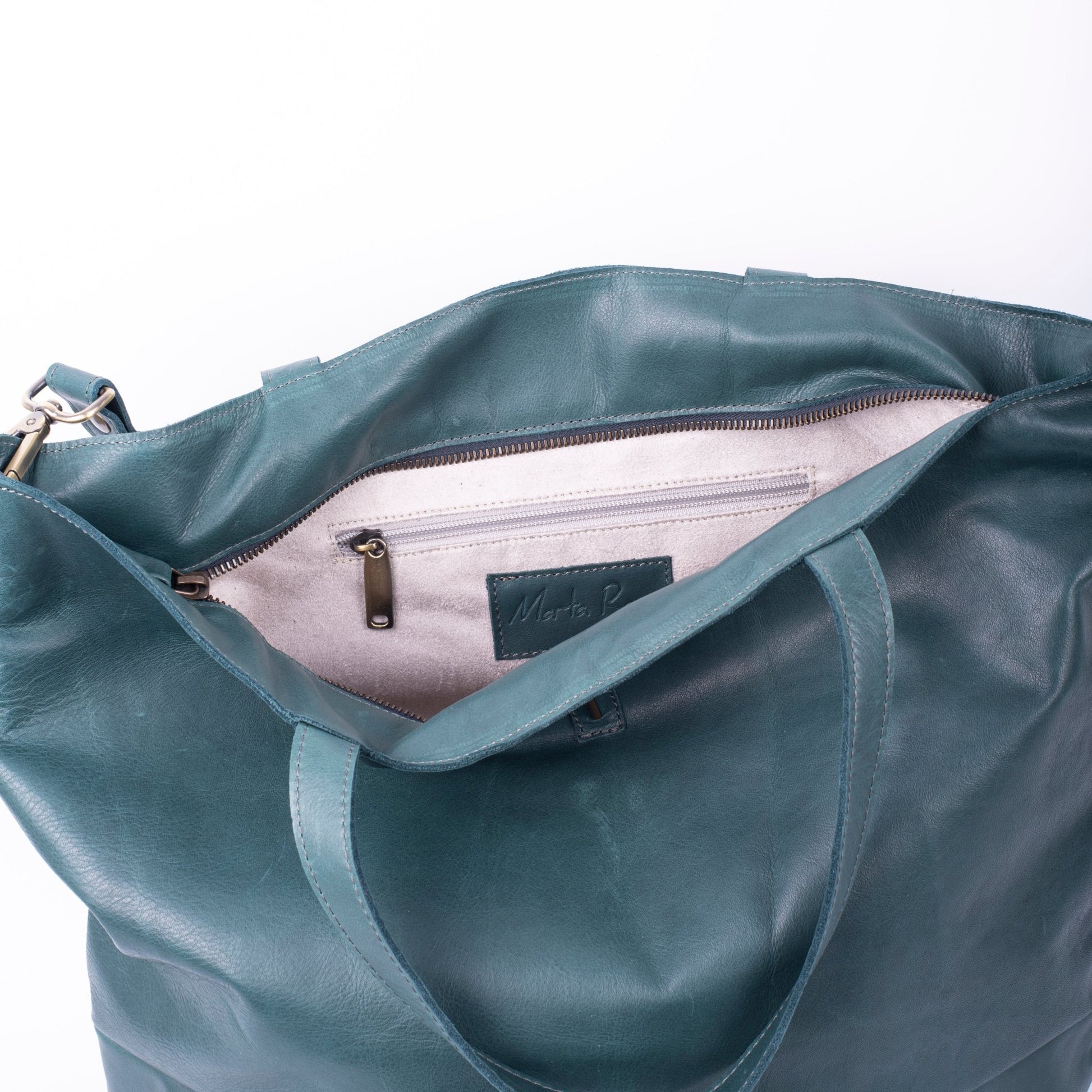 Pola mousse cardo marino - borsa shopping a tracolla in pelle verde - Marta Ray