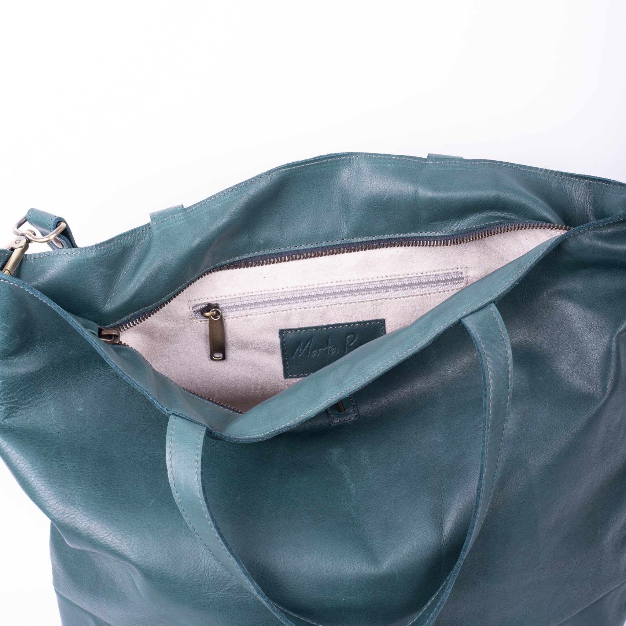Pola mousse cardo marino - borsa shopping a tracolla in pelle verde - Marta Ray