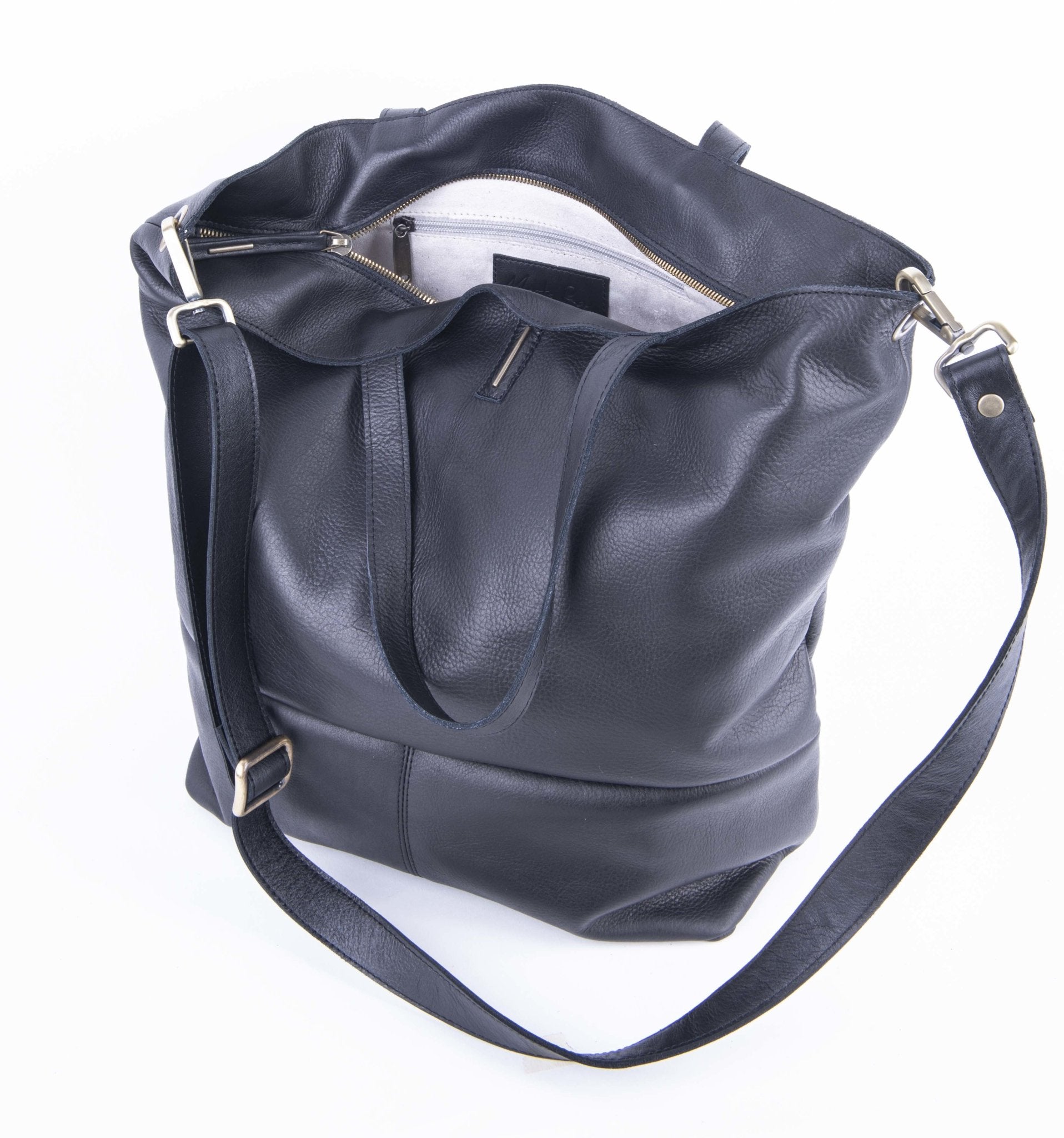 Pola mousse nero - borsa shopping in pelle nera - Marta Ray