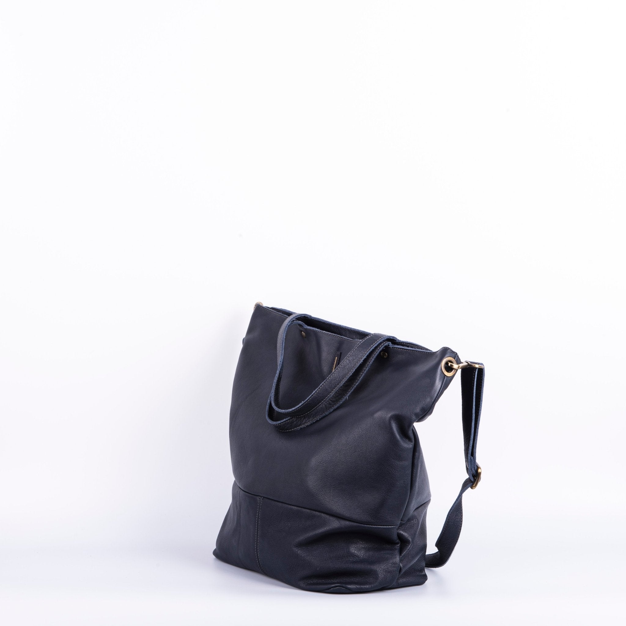 Pola mousse notte - borsa a cartella in pelle morbida blu - Marta Ray