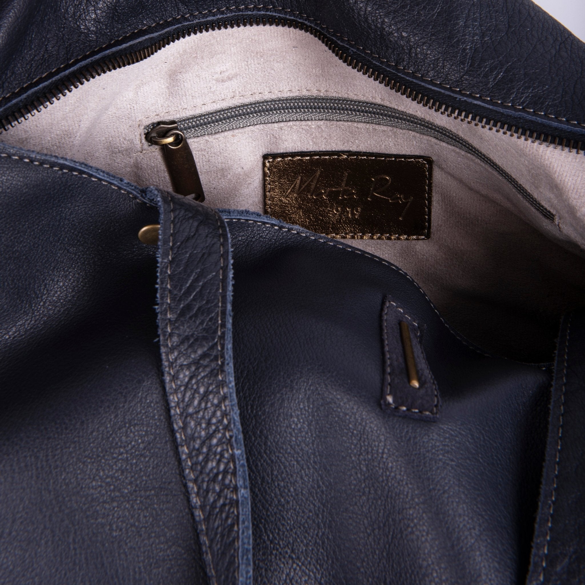 Pola mousse notte - borsa a cartella in pelle morbida blu - Marta Ray