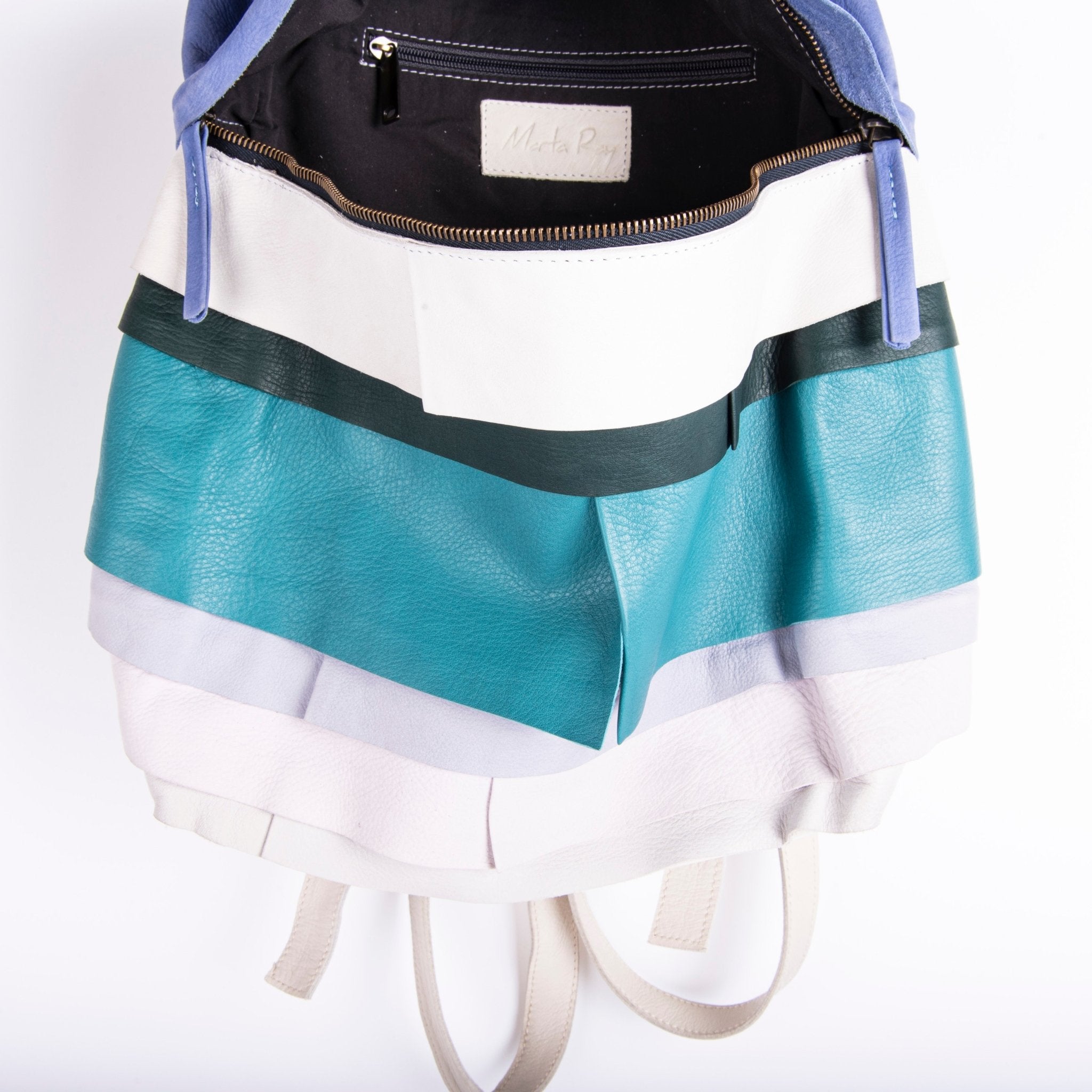 Raquel pantone mix 2 - zaino in pelle blu bianco celeste - Marta Ray