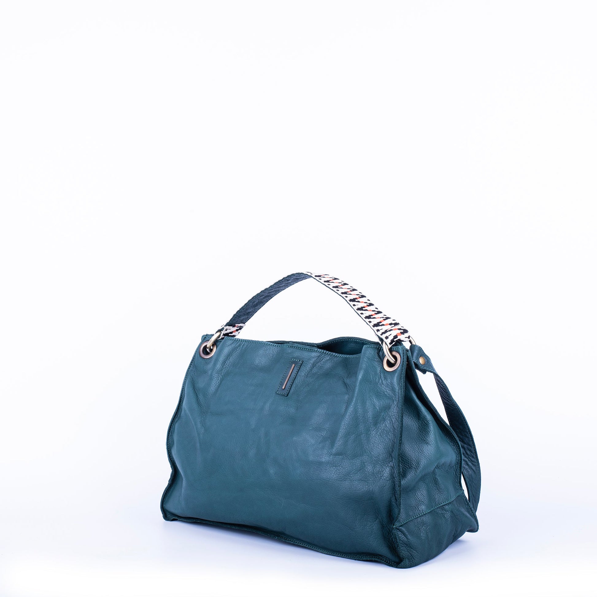 Rebecca mousse cardo marino + nastro boho - borsa a mano in pelle verde - Marta Ray