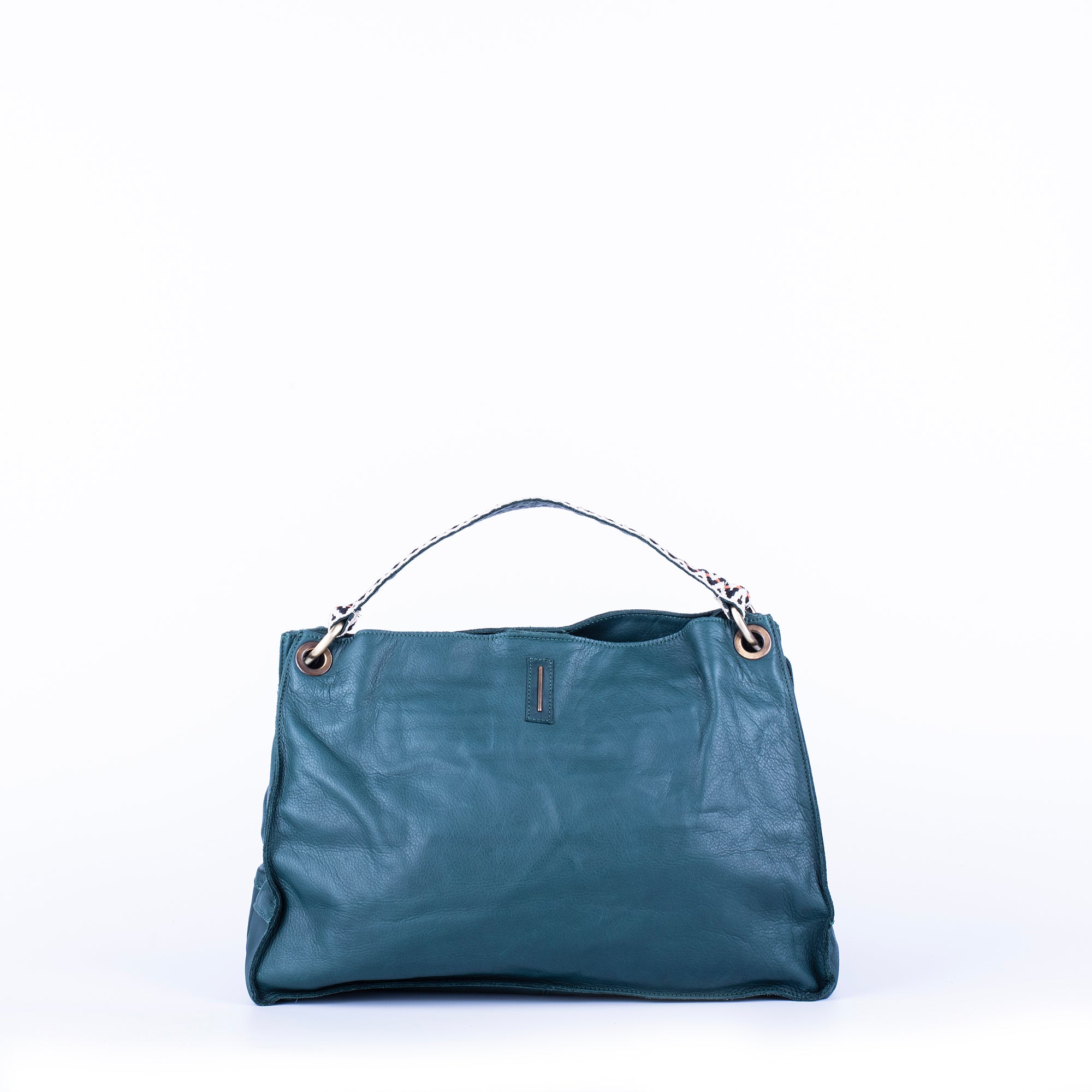 Rebecca mousse cardo marino + nastro boho - borsa a mano in pelle verde - Marta Ray