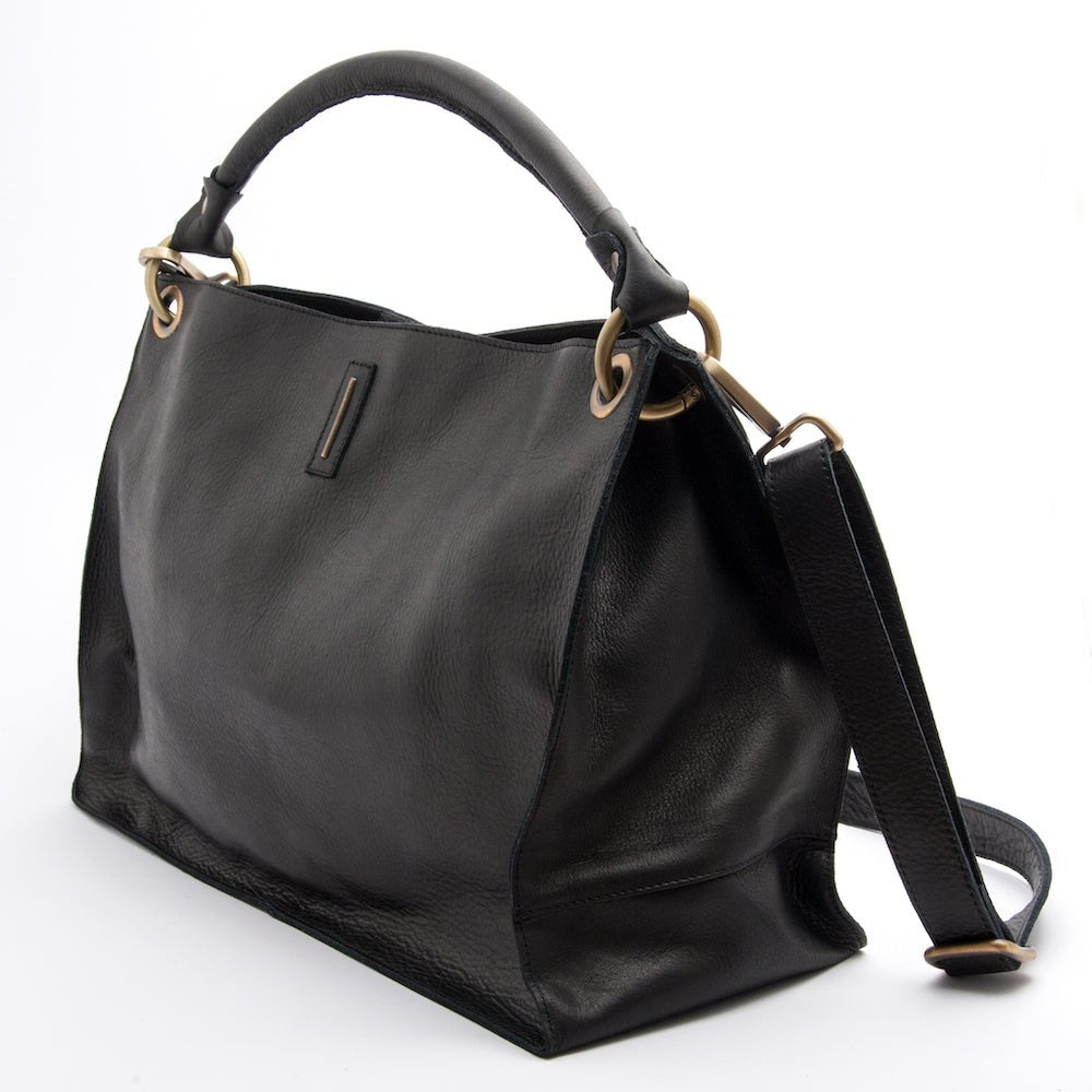 Rebecca mousse nero - borsa a mano in pelle nera - Marta Ray