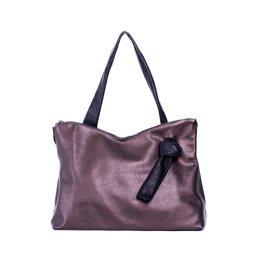 Reggie pegaso metal bronzo+ cerato nero - borsa shopping in pelle bronzo - Marta Ray