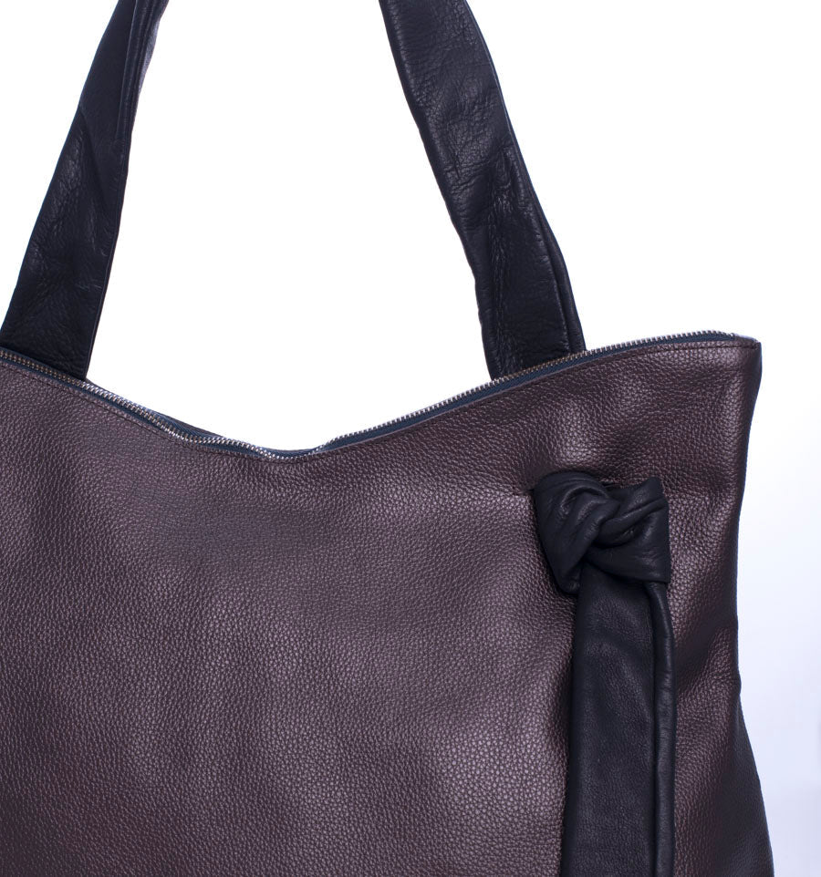 Reggie pegaso metal bronzo+ cerato nero - borsa shopping in pelle bronzo - Marta Ray