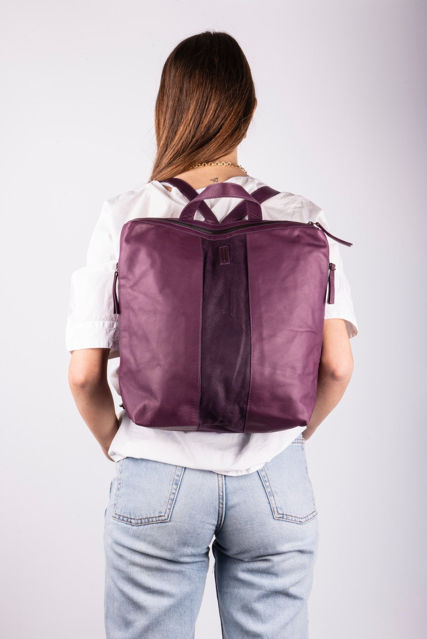 Roxy mousse long beach grape wine - zaino in pelle viola - Marta Ray