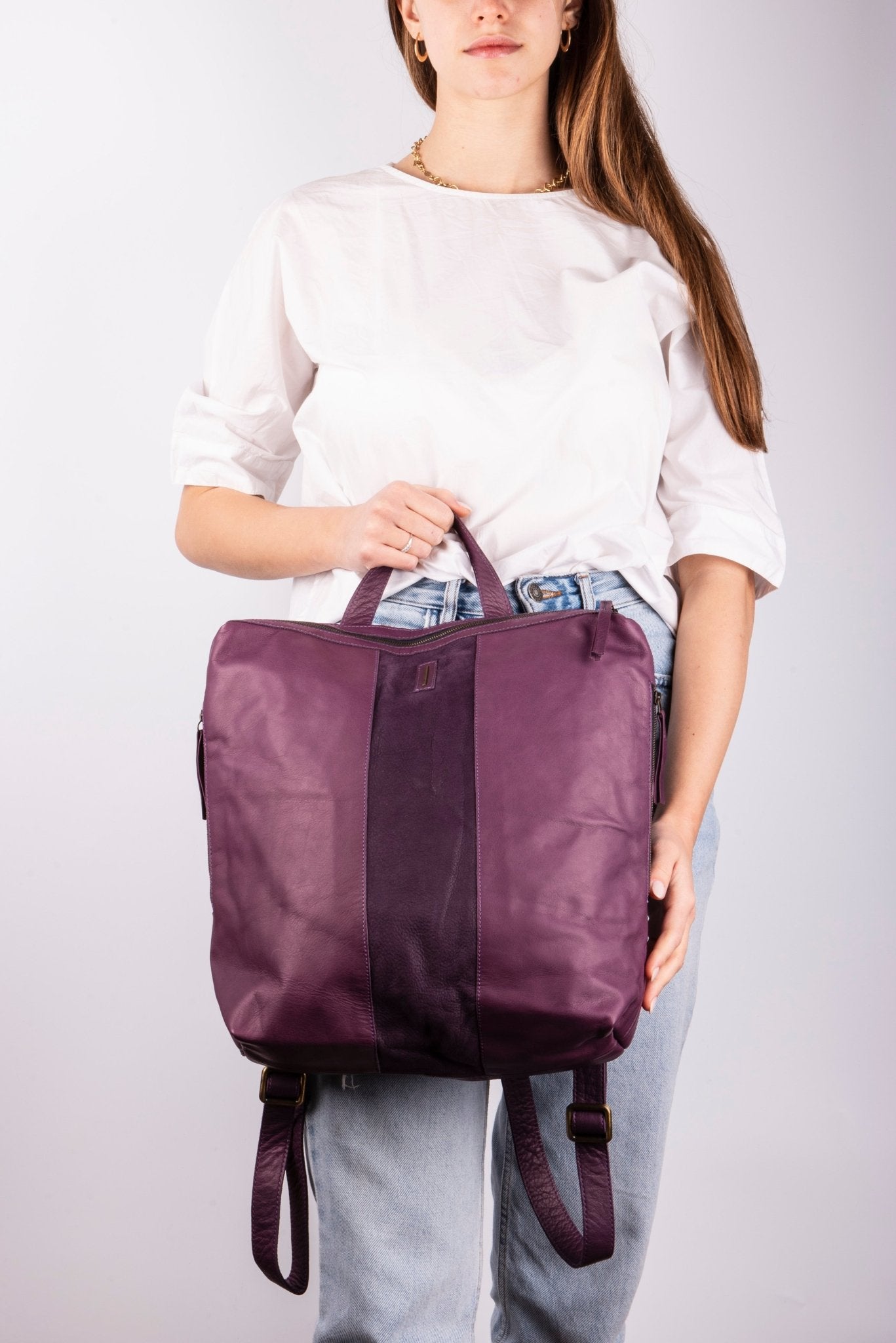 Roxy mousse long beach grape wine - zaino in pelle viola - Marta Ray