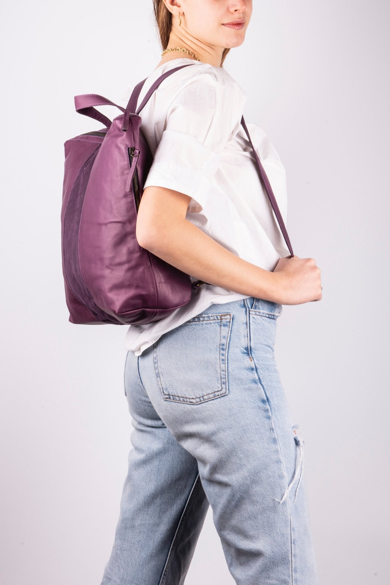 Roxy mousse long beach grape wine - zaino in pelle viola - Marta Ray